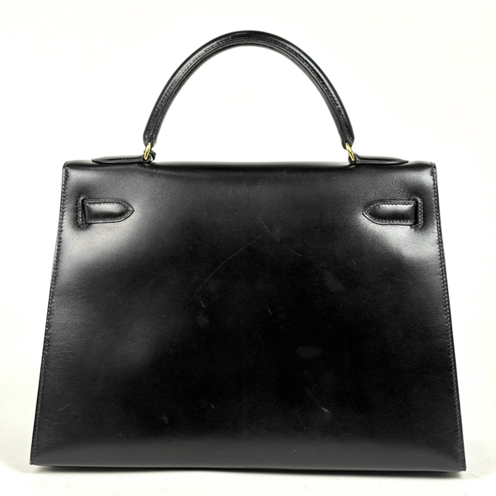 Hermes Kelly Black Box Calf Leather Handbag (Pre-Owned)