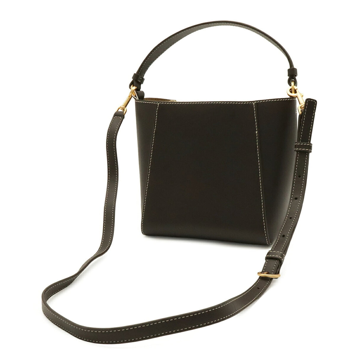 Tory Burch Beige Brown Brown Leather Handbag Shoulder Bag (Pre-Owned)