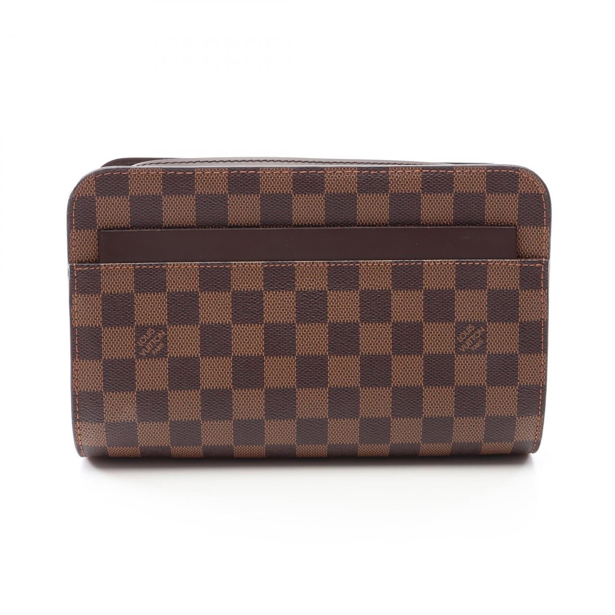Louis Vuitton Brown Coated Canvas Clutch Bag Handbag (Pre-Owned)