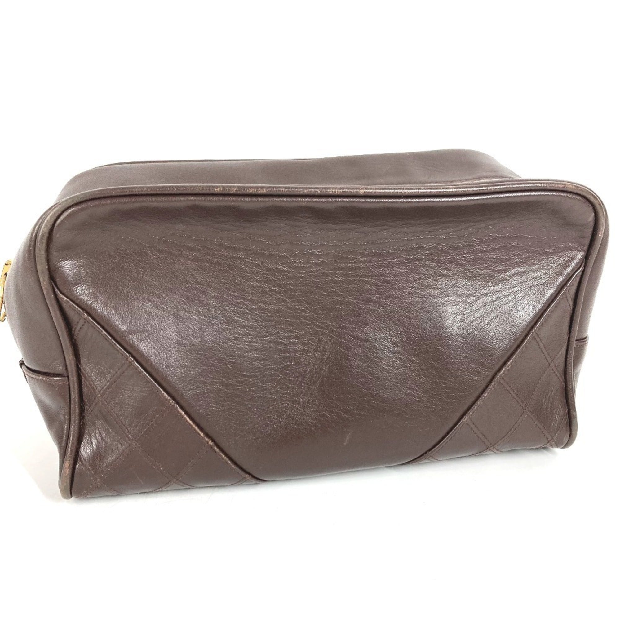 Chanel Brown Leather Clutch Bag Handbag Pouch (Pre-Owned)