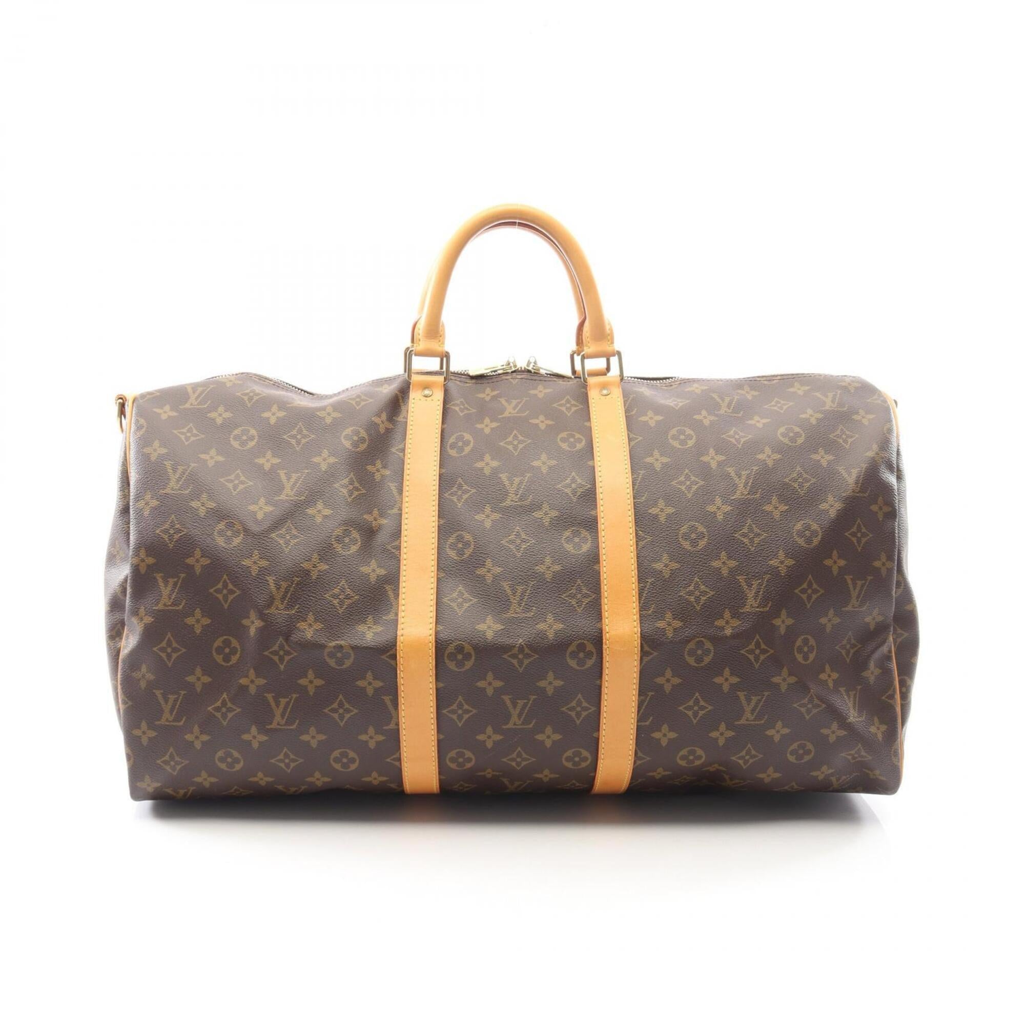 Louis Vuitton Brown Pvc Coated Canvas Leather Boston Bag Handbag (Pre-Owned)