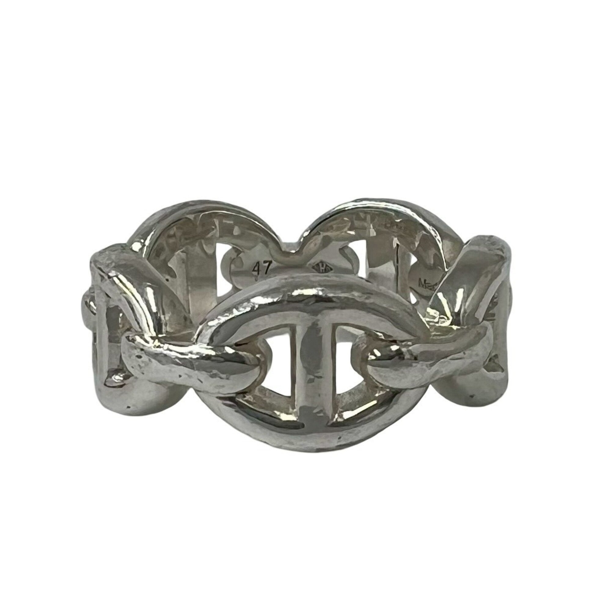 Hermes Silver Silver 925 Band Ring (Pre-Owned)