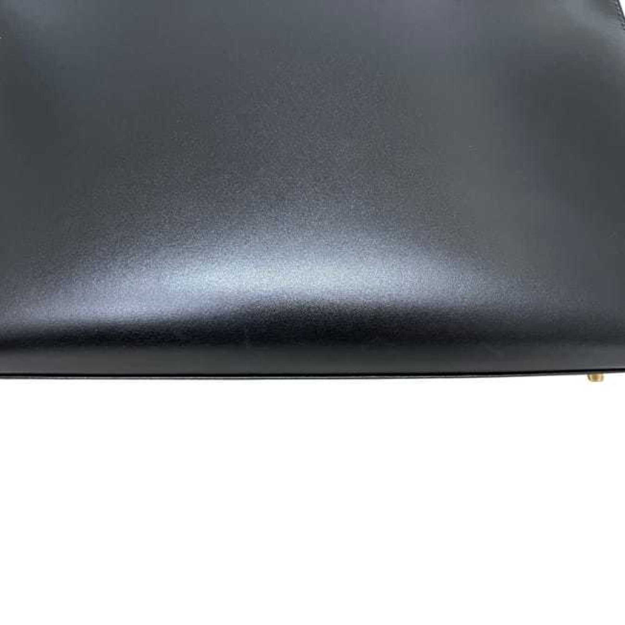 Hermes Kelly Black Box Calf Leather Handbag Shoulder Bag (Pre-Owned)