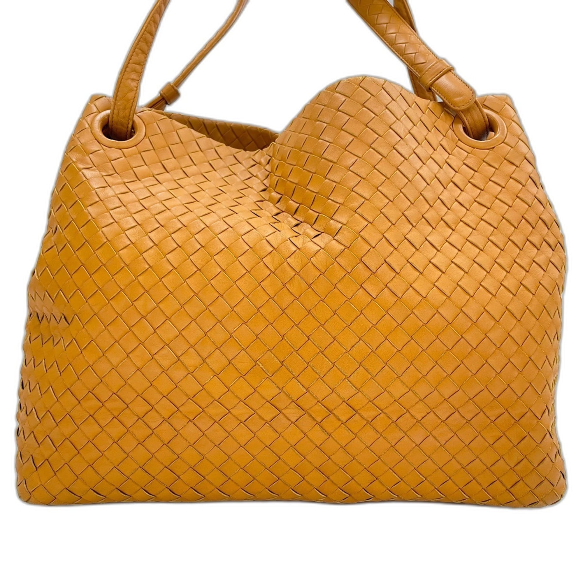 Bottega Veneta Intrecciato Yellow Leather Shoulder Bag (Pre-Owned)