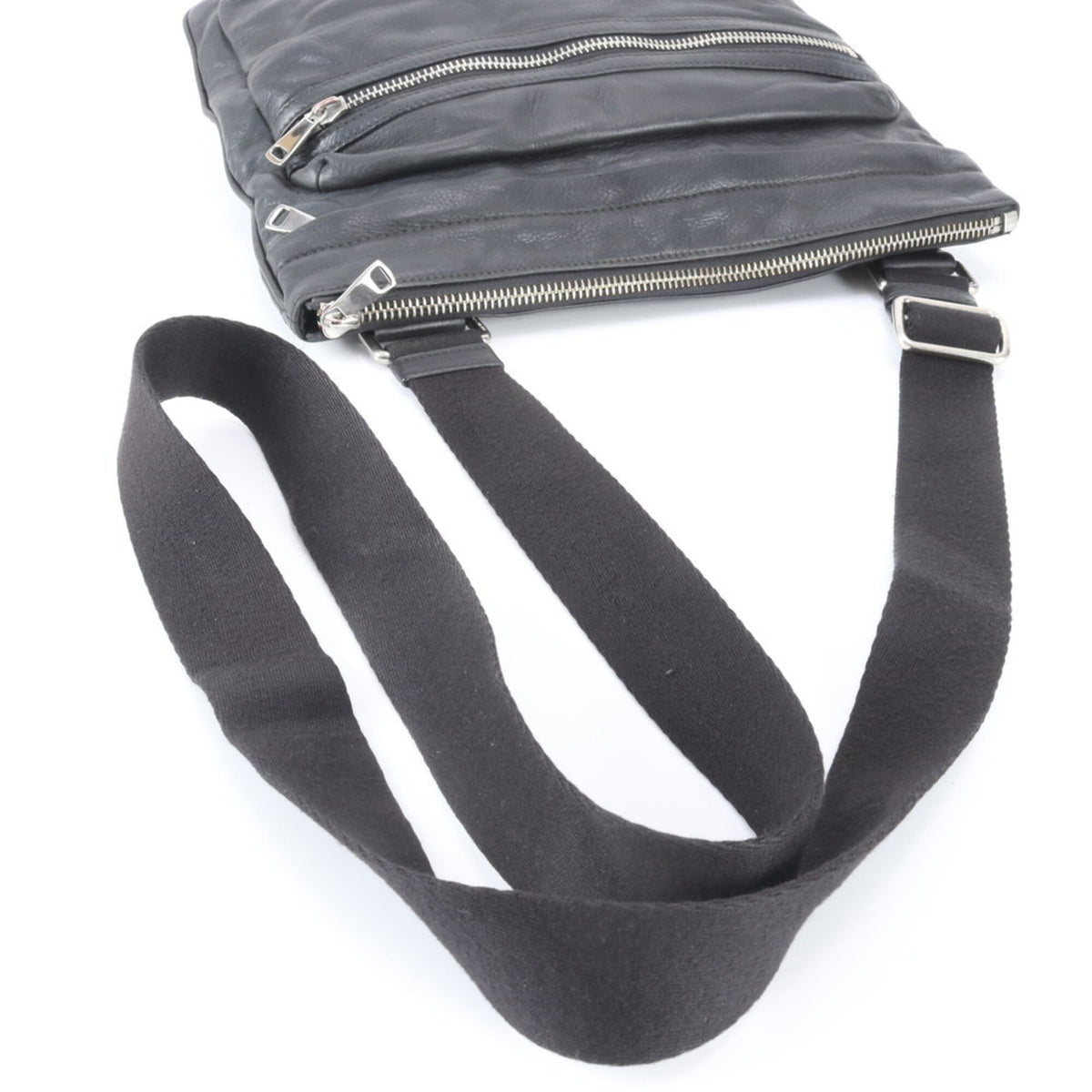 Dolce & Gabbana Black Leather Messenger Bag Shoulder Bag (Pre-Owned)