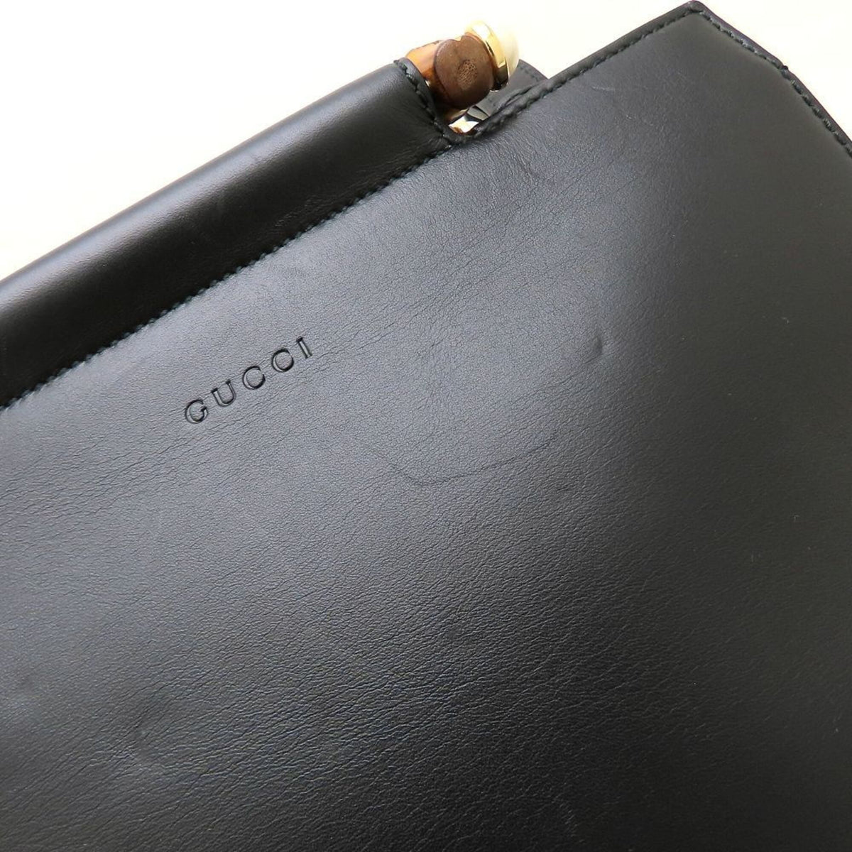Gucci Black Bamboo Leather Handbag (Pre-Owned)