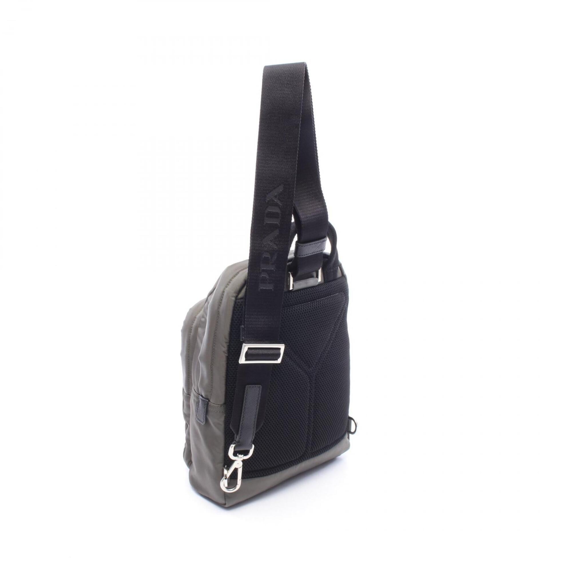 Prada Black Green Nylon Fanny Pack Handbag (Pre-Owned)