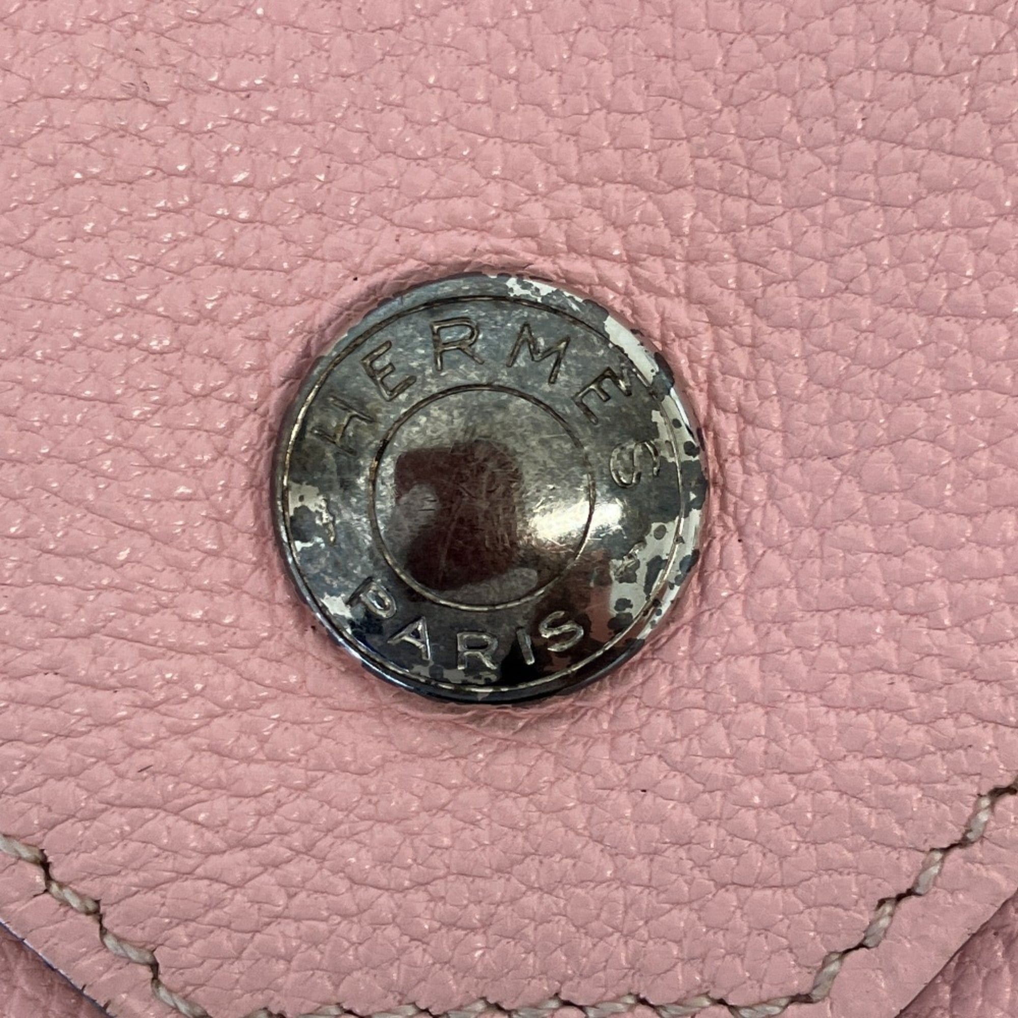 Hermes Pink Rose Sakura Leather Coin Purse/Coin Case (Pre-Owned)