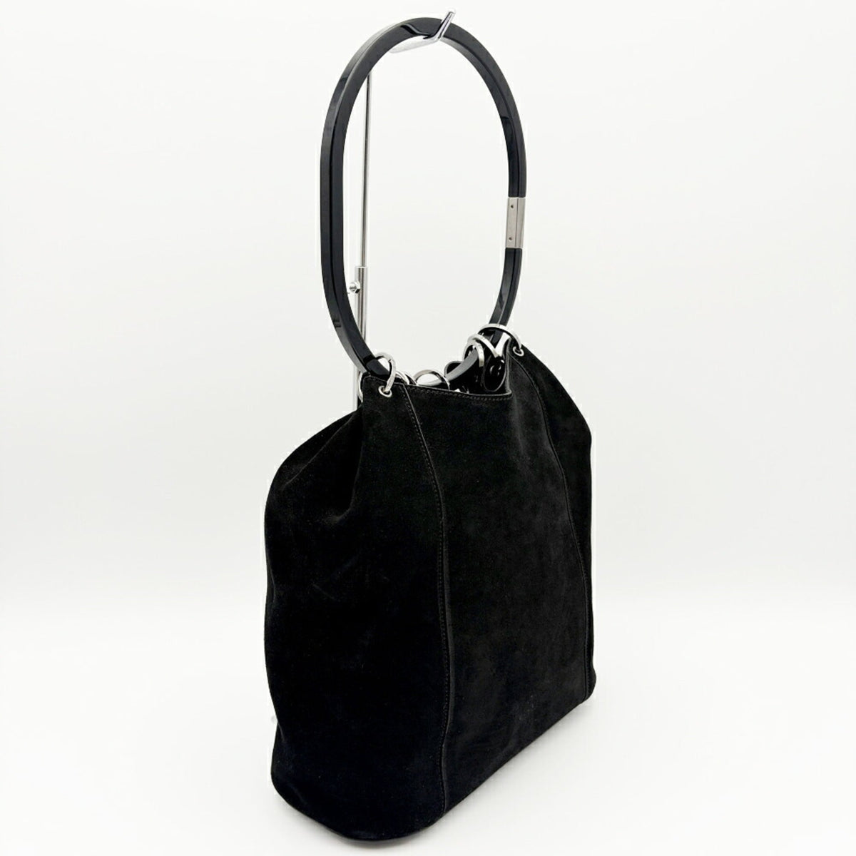 Gucci Black Suede Leather Plastic Handbag (Pre-Owned)