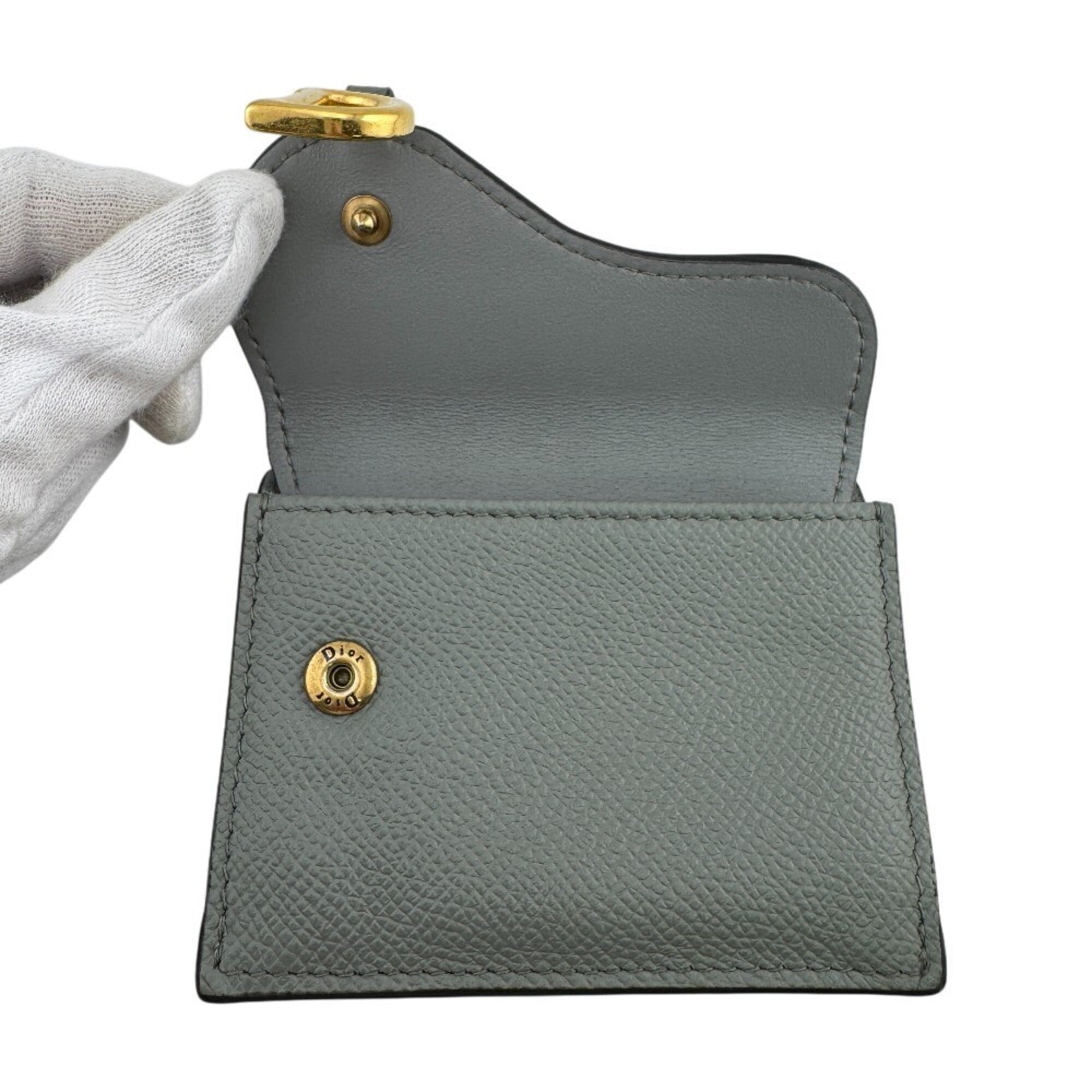 Christian Dior Gray Leather Wallet (Tri-Fold) (Pre-Owned)