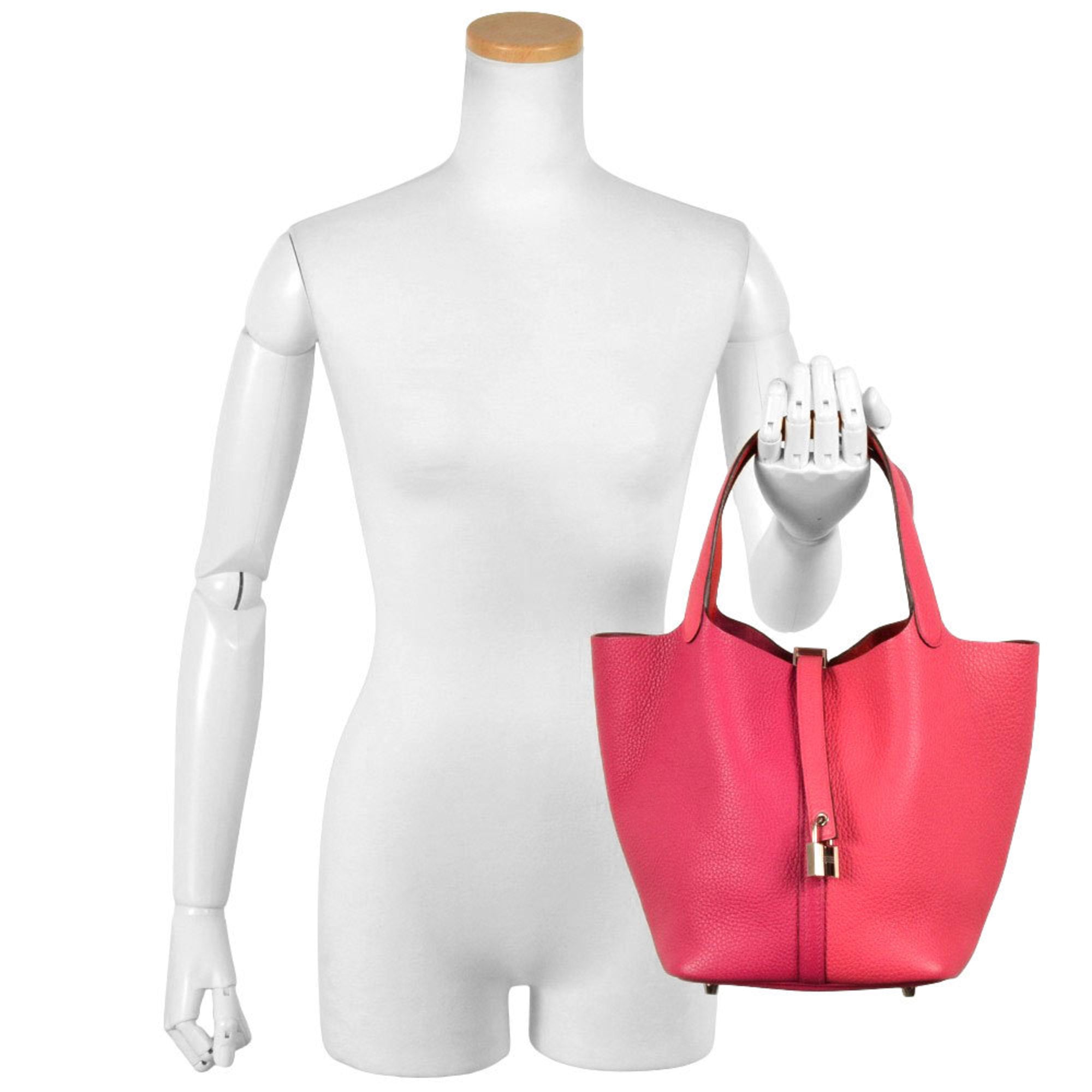 Hermes Picotin Red Color Taurillon Clemence Leather Handbag (Pre-Owned)