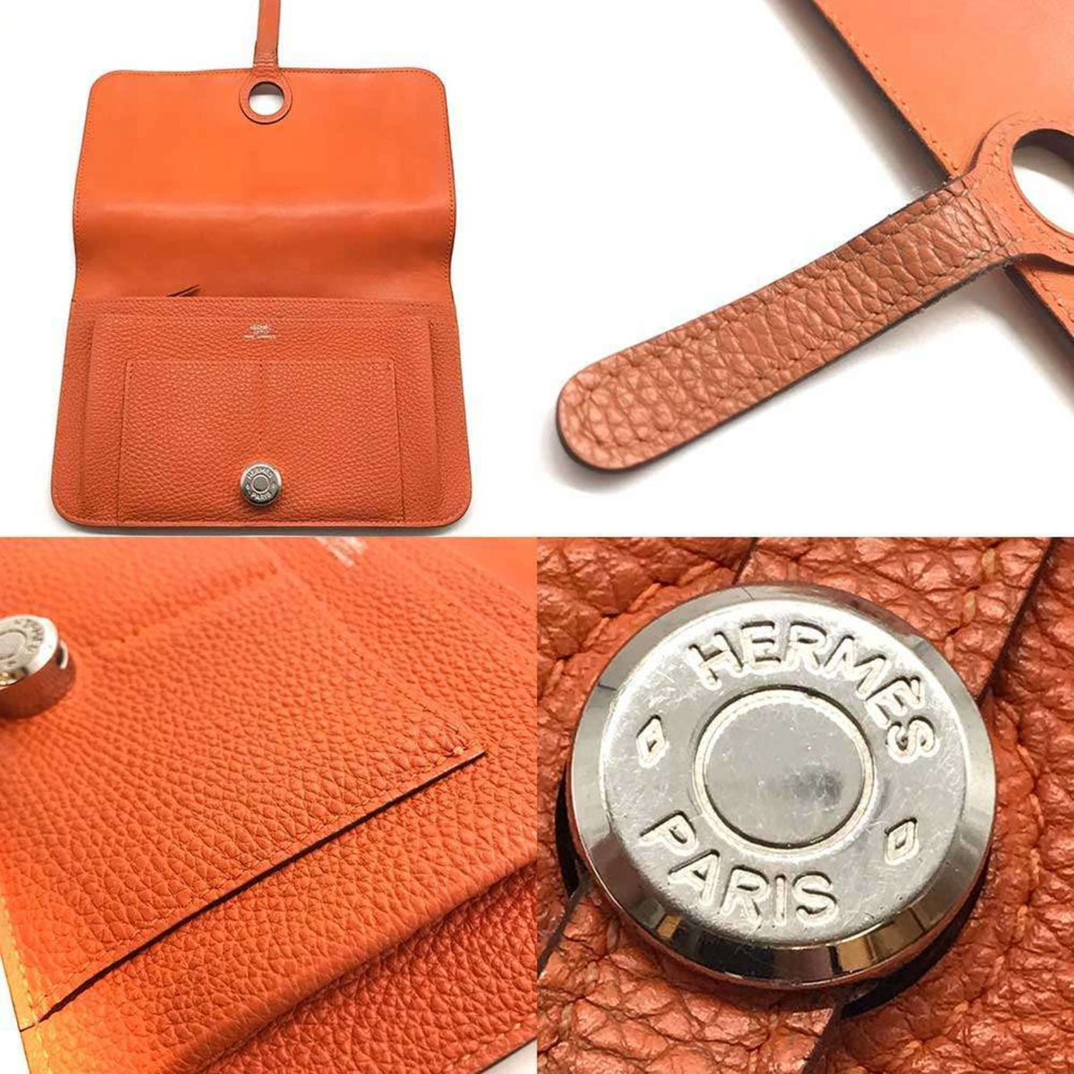 Hermes Orange Taurillon Clemence Leather Pouch (Pre-Owned)