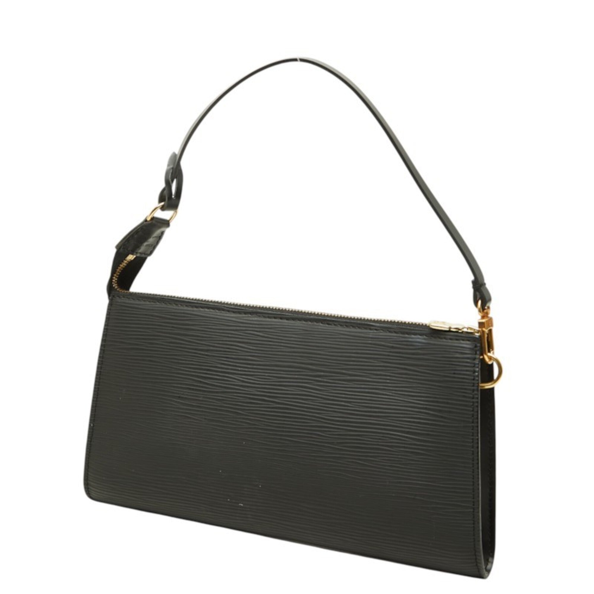 Louis Vuitton Black Noir Leather Handbag Pochette Pouch (Pre-Owned)