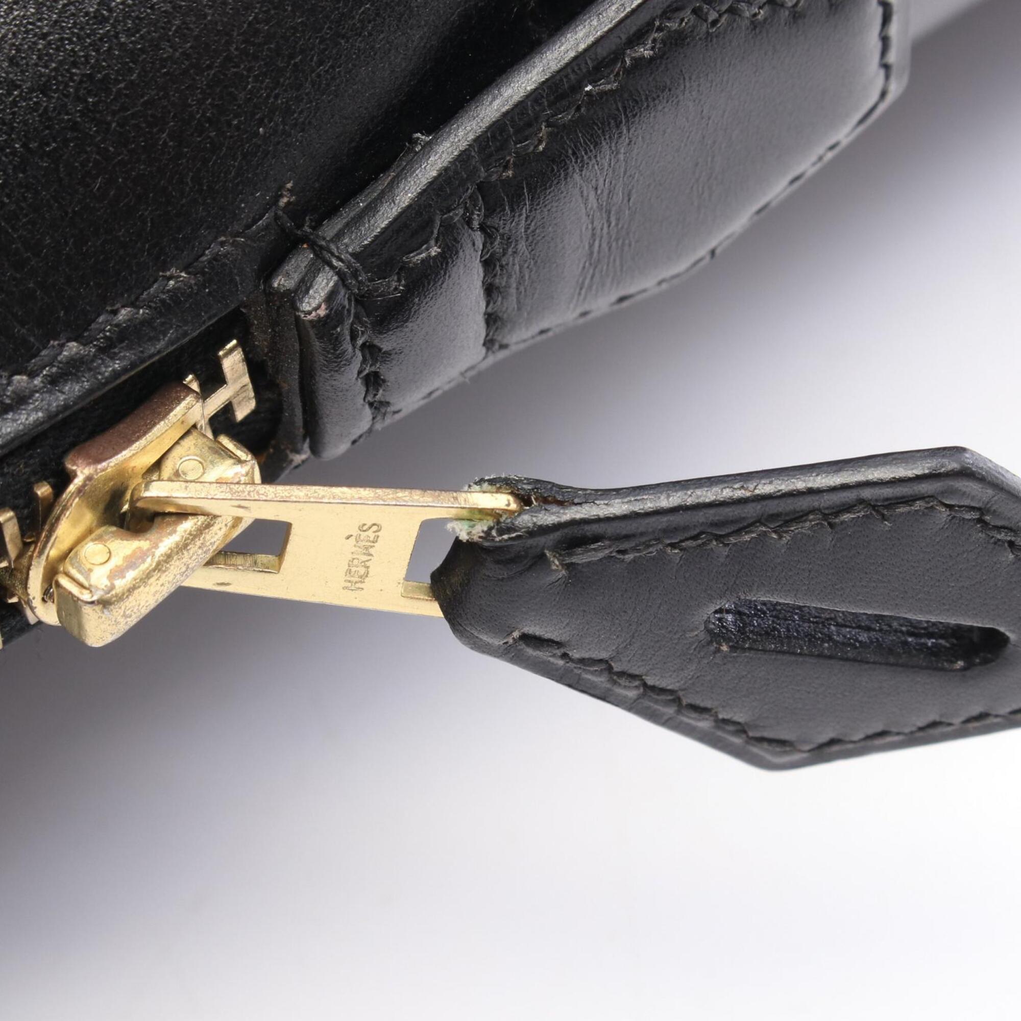 Hermes Black Box Calf Leather Leather Handbag (Pre-Owned)