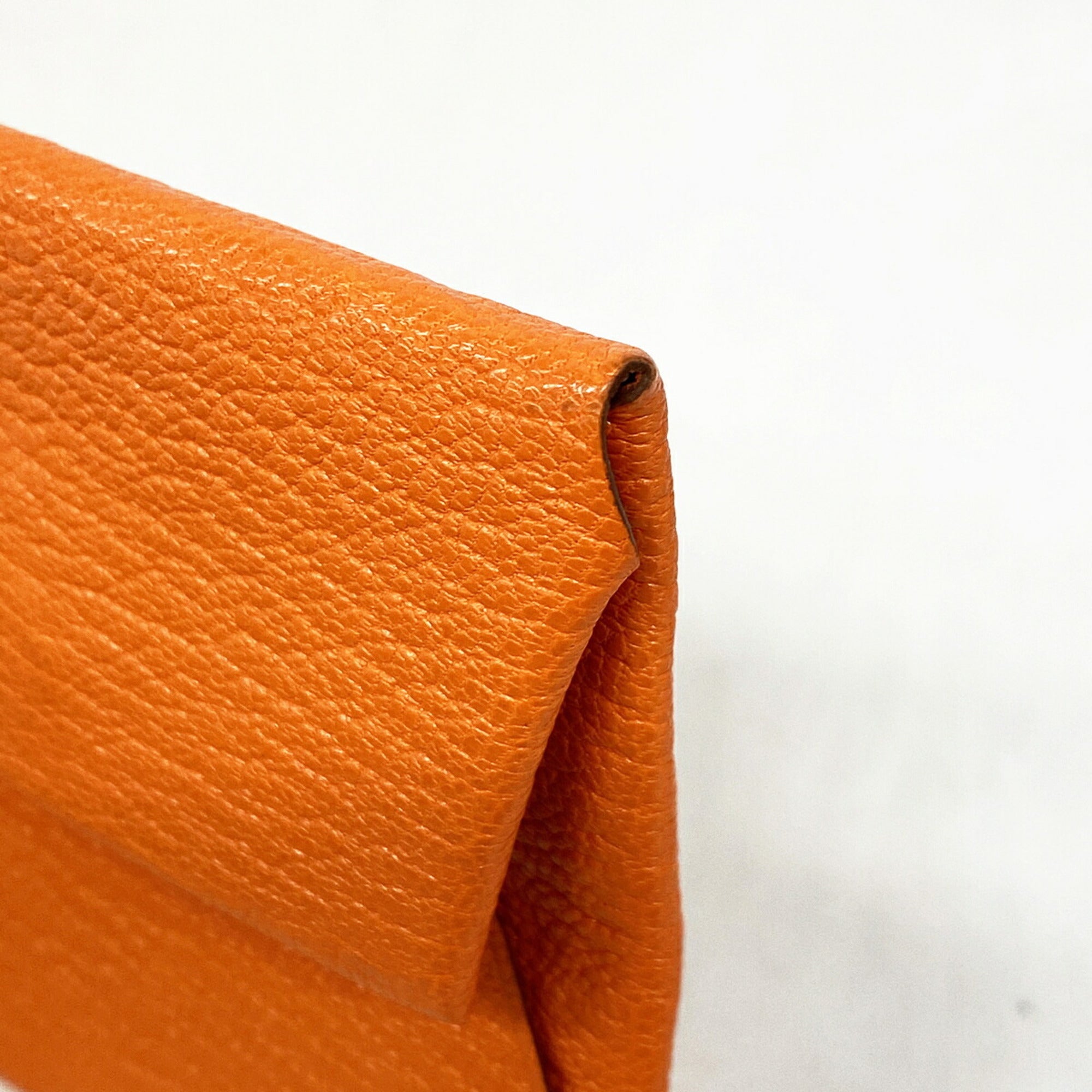 Hermes Orange Poppy Chevre Myzore Leather Coin Purse/Coin Case (Pre-Owned)