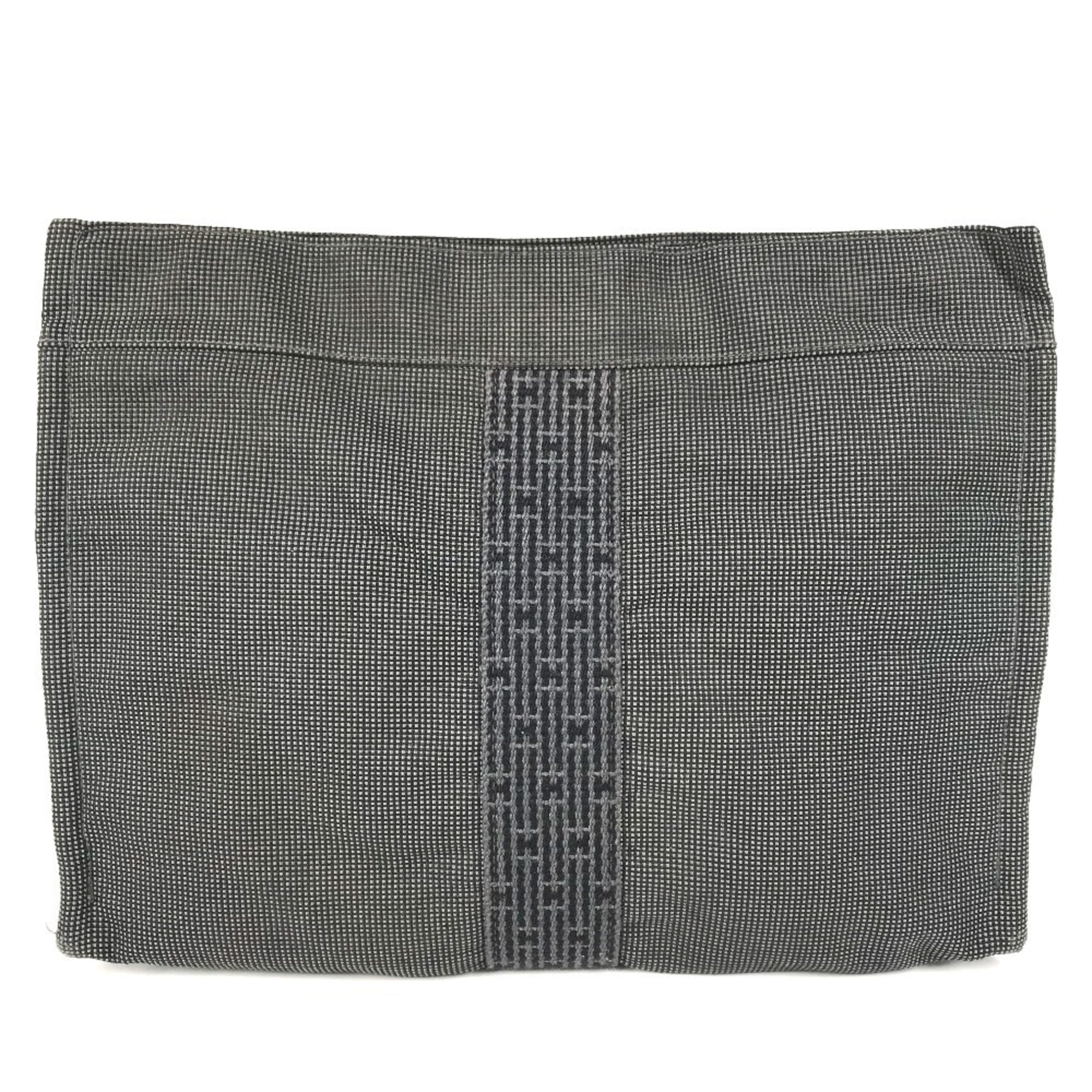 Hermes Her Line Gray Cotton Clutch Bag (Pre-Owned)