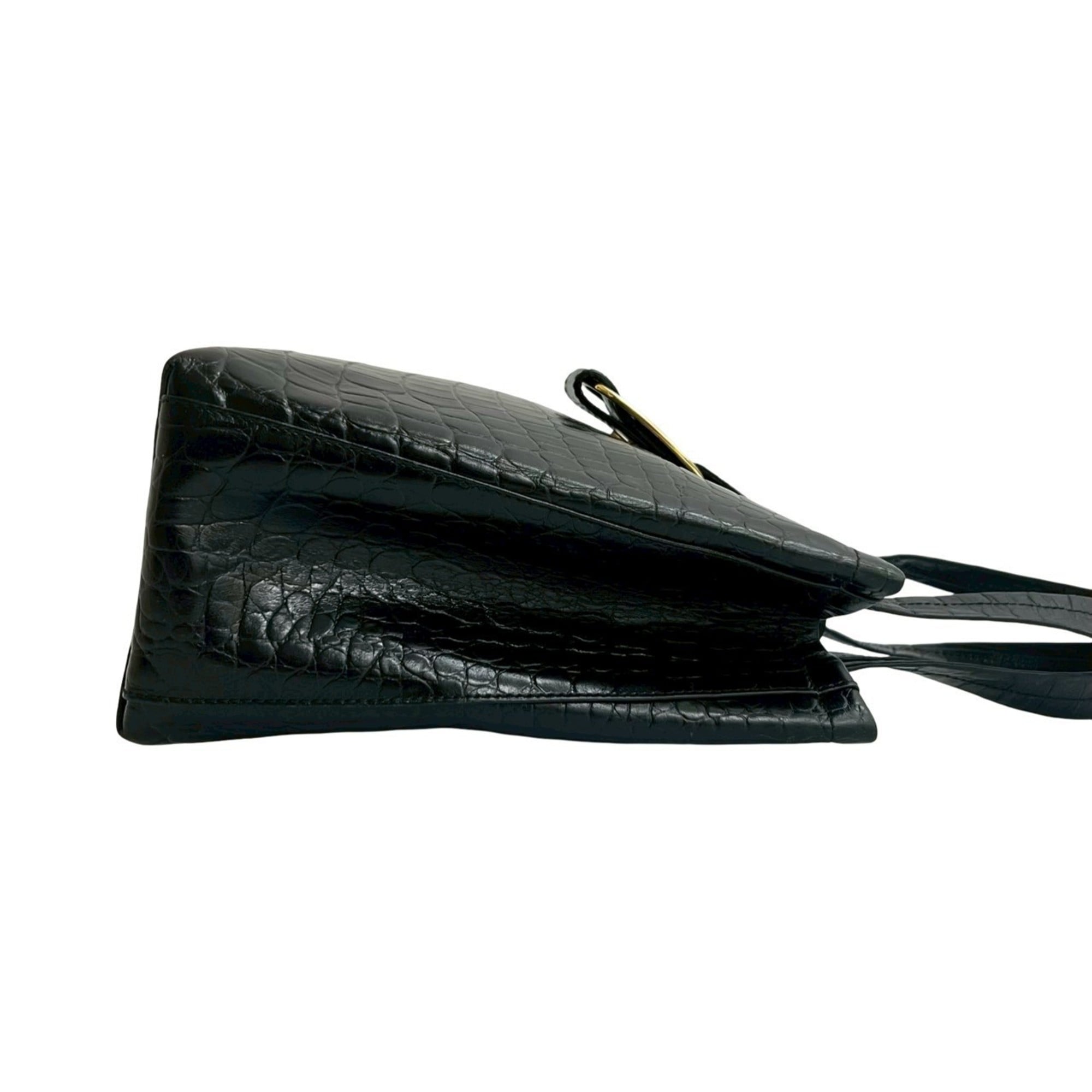 Salvatore Ferragamo Black Leather Handbag Tote Bag (Pre-Owned)