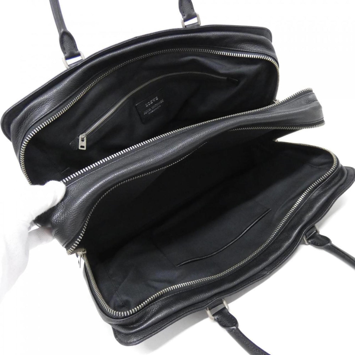 Loewe Black Leather Denim Canvas Handbag (Pre-Owned)