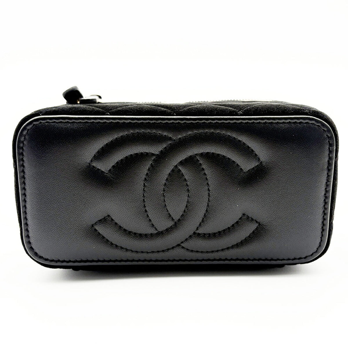 Chanel Black Leather Shoulder Bag Vanity Bag (Pre-Owned)