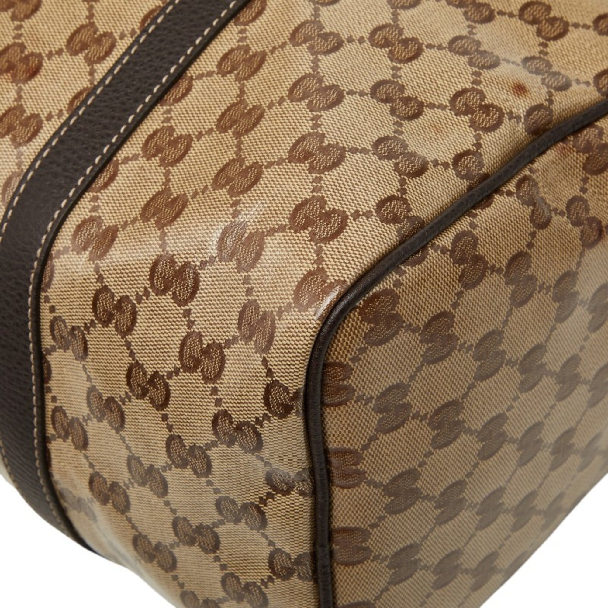 Gucci Beige Brown Pvc Leather Boston Bag Handbag (Pre-Owned)