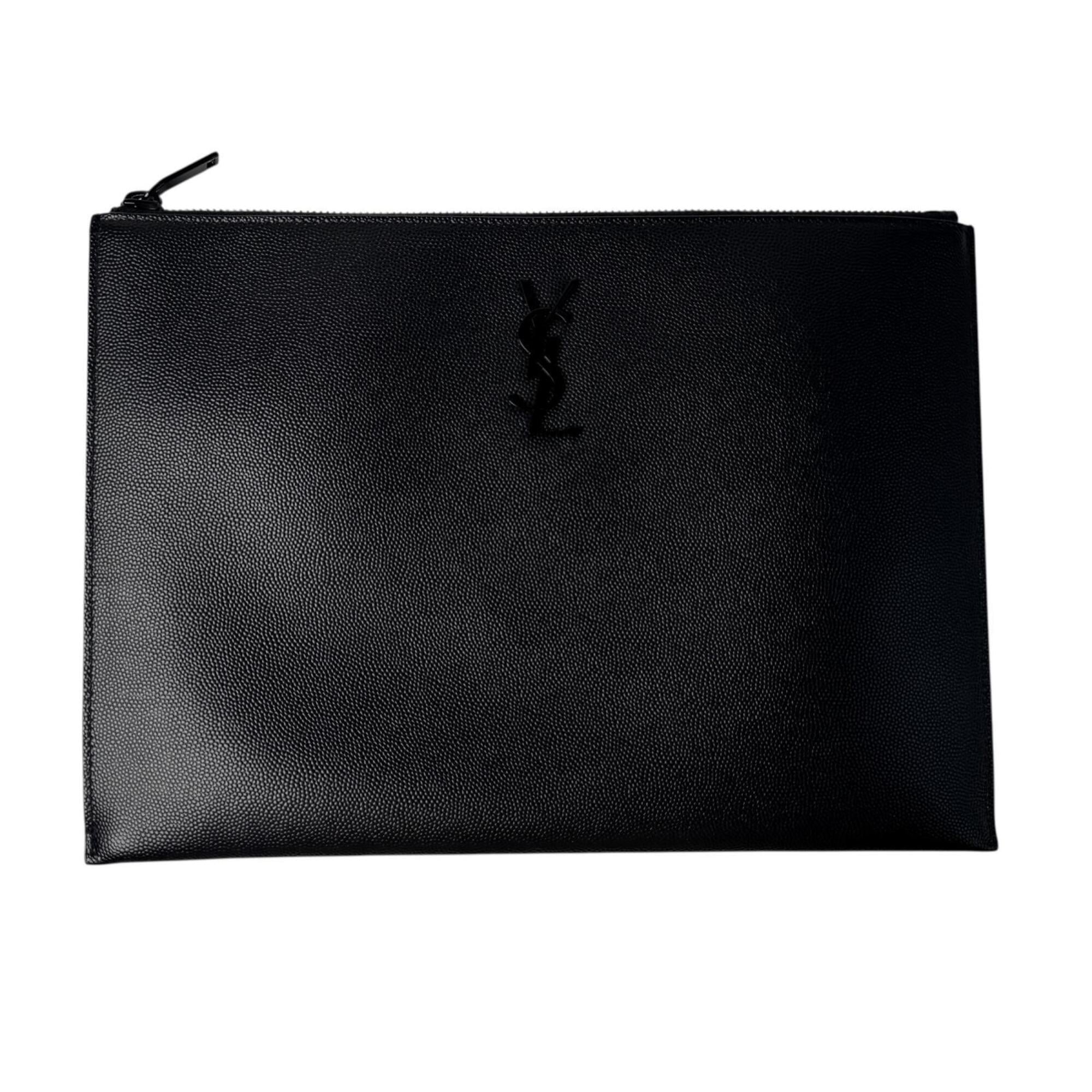 Yves Saint Laurent Black Leather Clutch Bag (Pre-Owned)