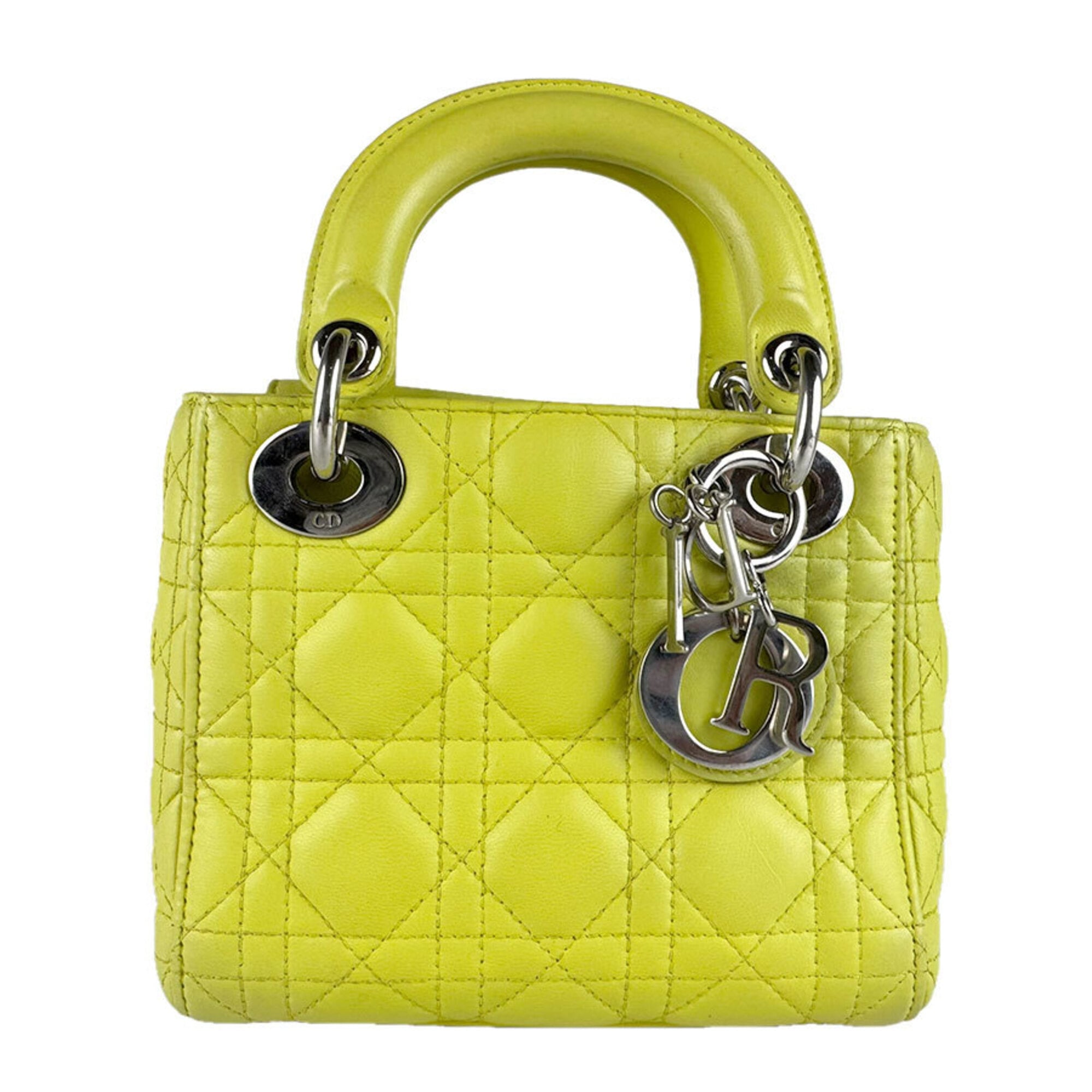 Christian Dior Green Yellow Leather Handbag Shoulder Bag (Pre-Owned)