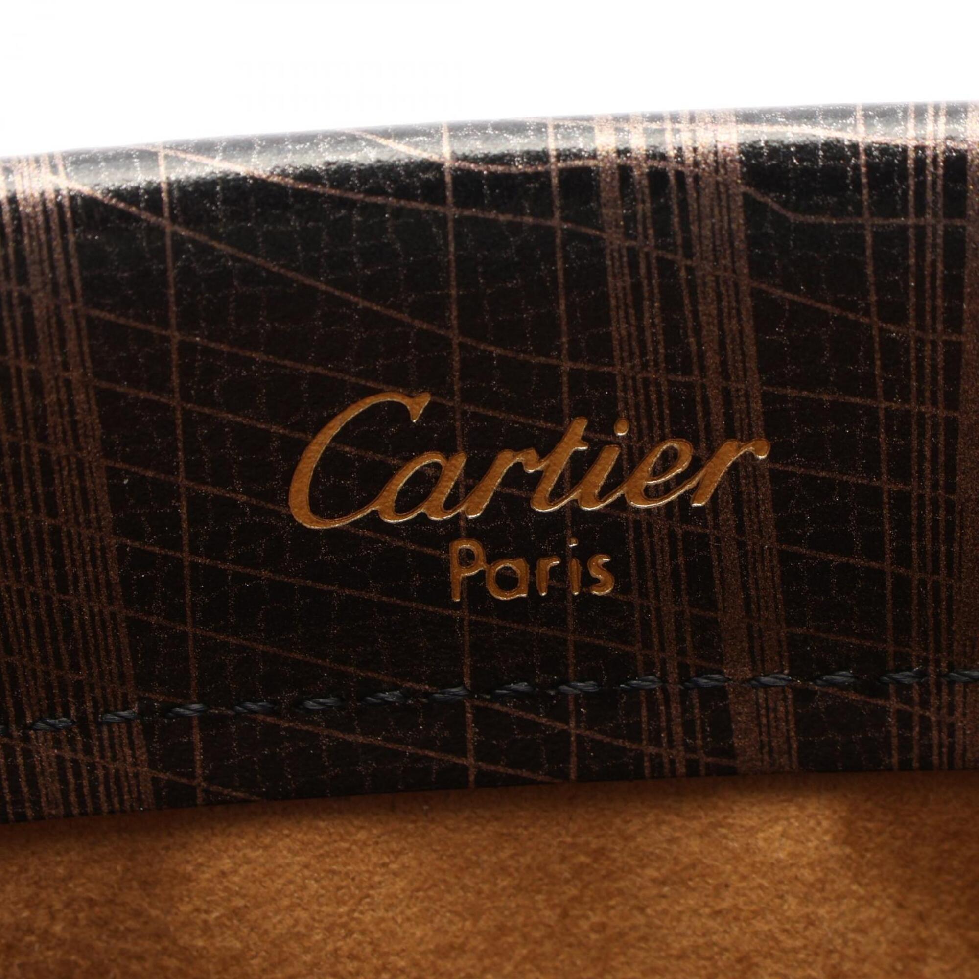 Cartier Black Brown Leather Handbag (Pre-Owned)