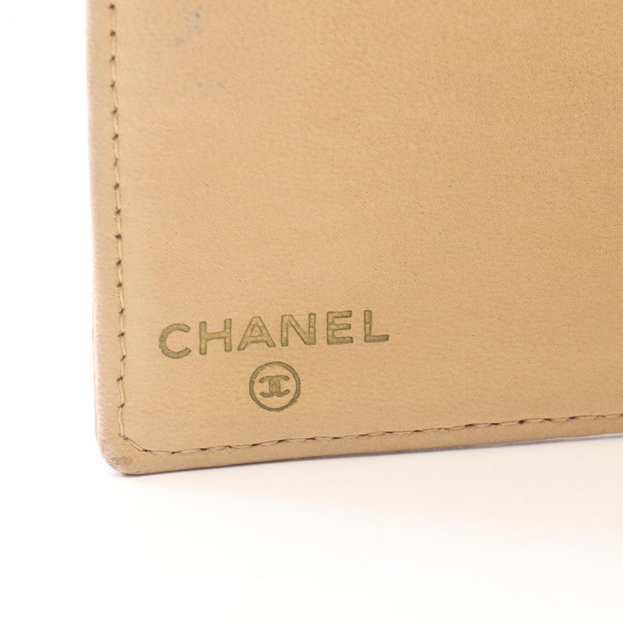 Chanel Beige Grained Calfskin Long Wallet (Bi-Fold) (Pre-Owned)
