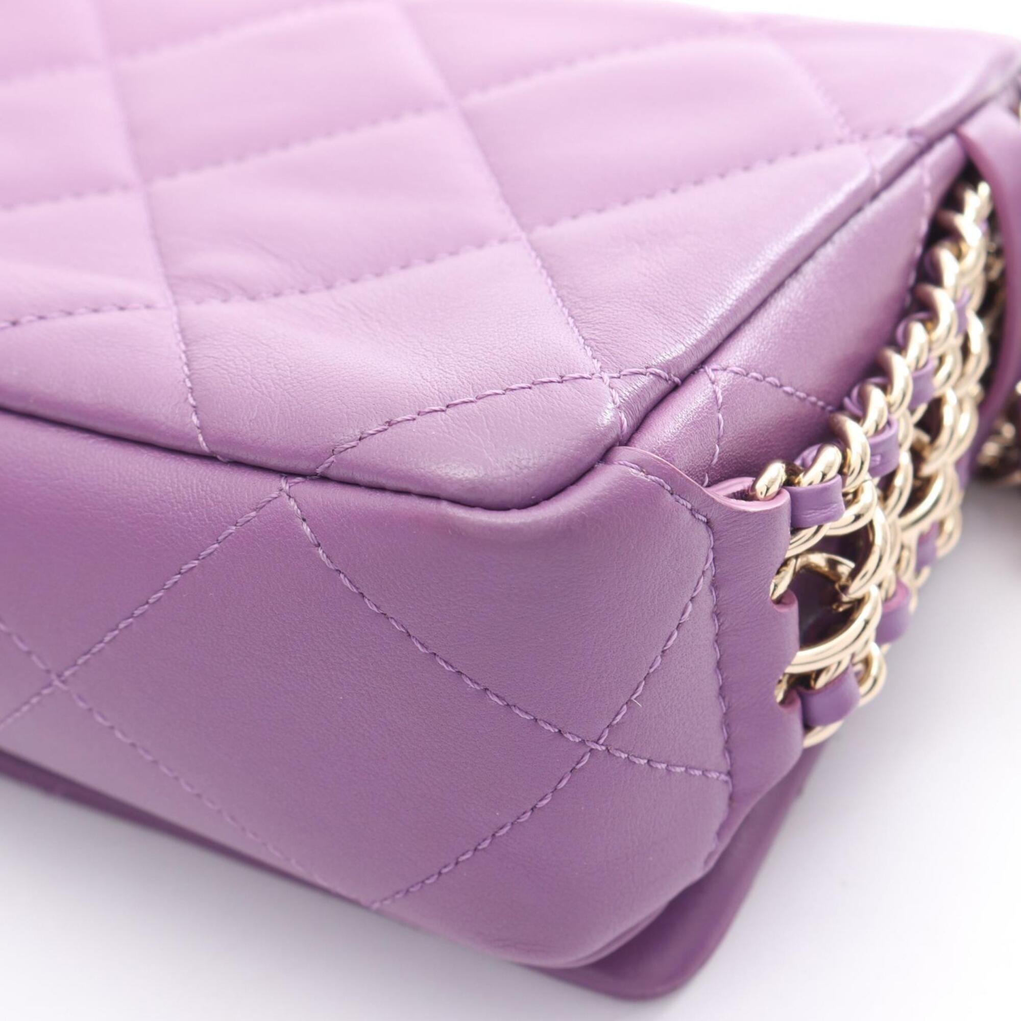 Chanel Purple Leather Handbag Shoulder Bag (Pre-Owned)