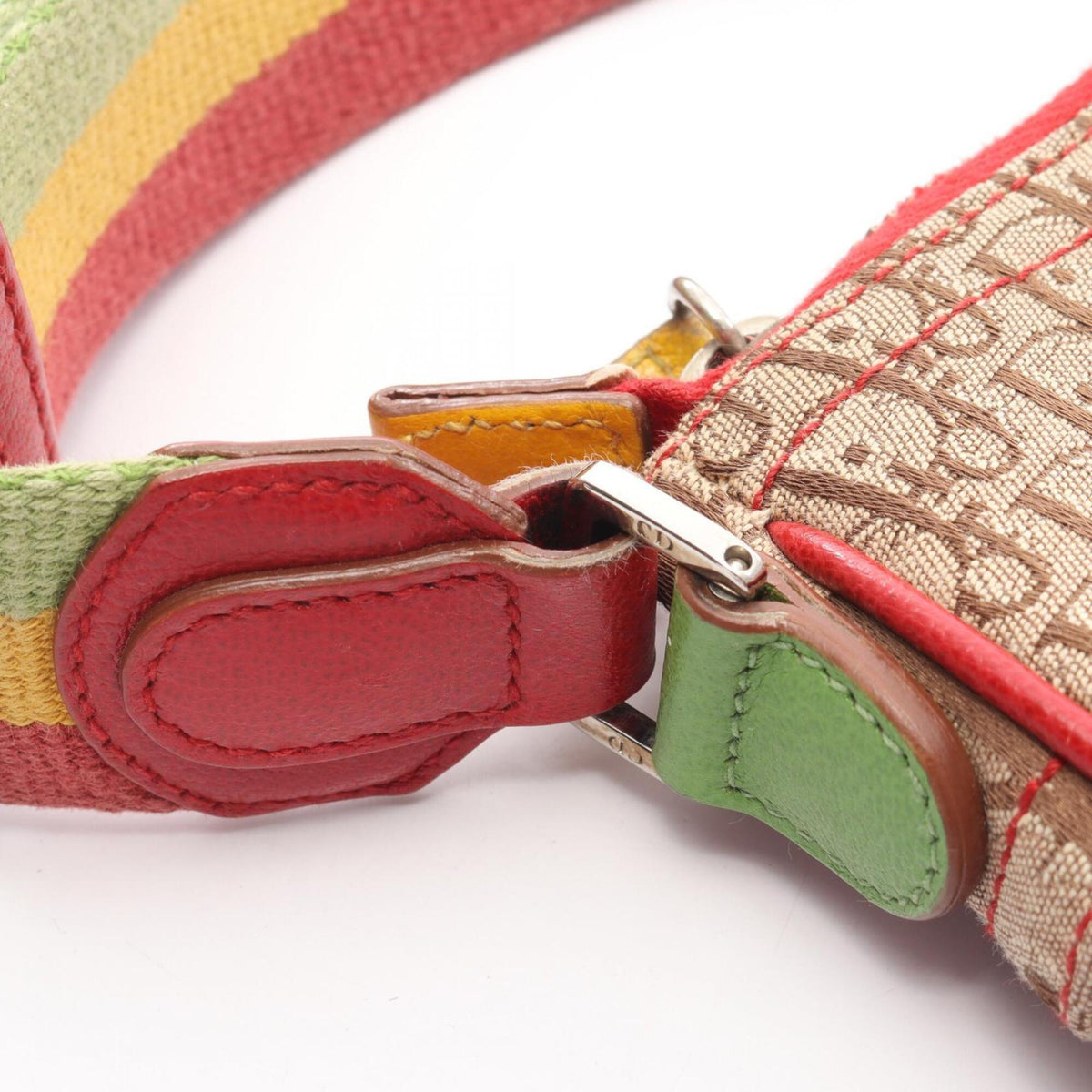 Christian Dior Beige Multi-Color Canvas Leather Handbag Shoulder Bag (Pre-Owned)