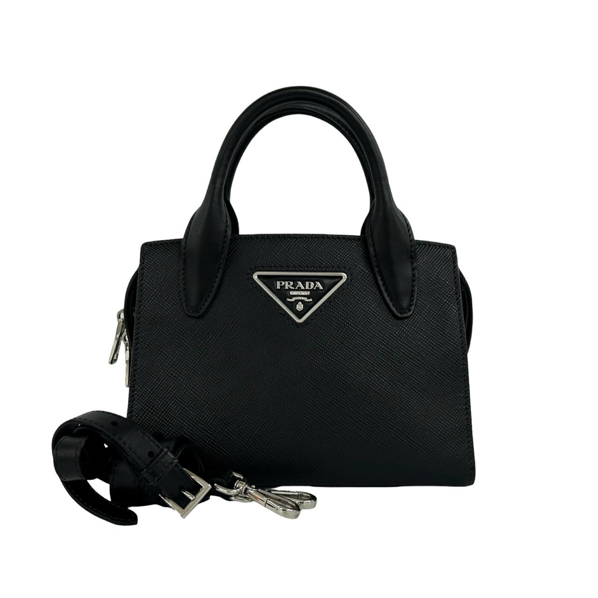 Prada Black Leather Handbag Shoulder Bag (Pre-Owned)