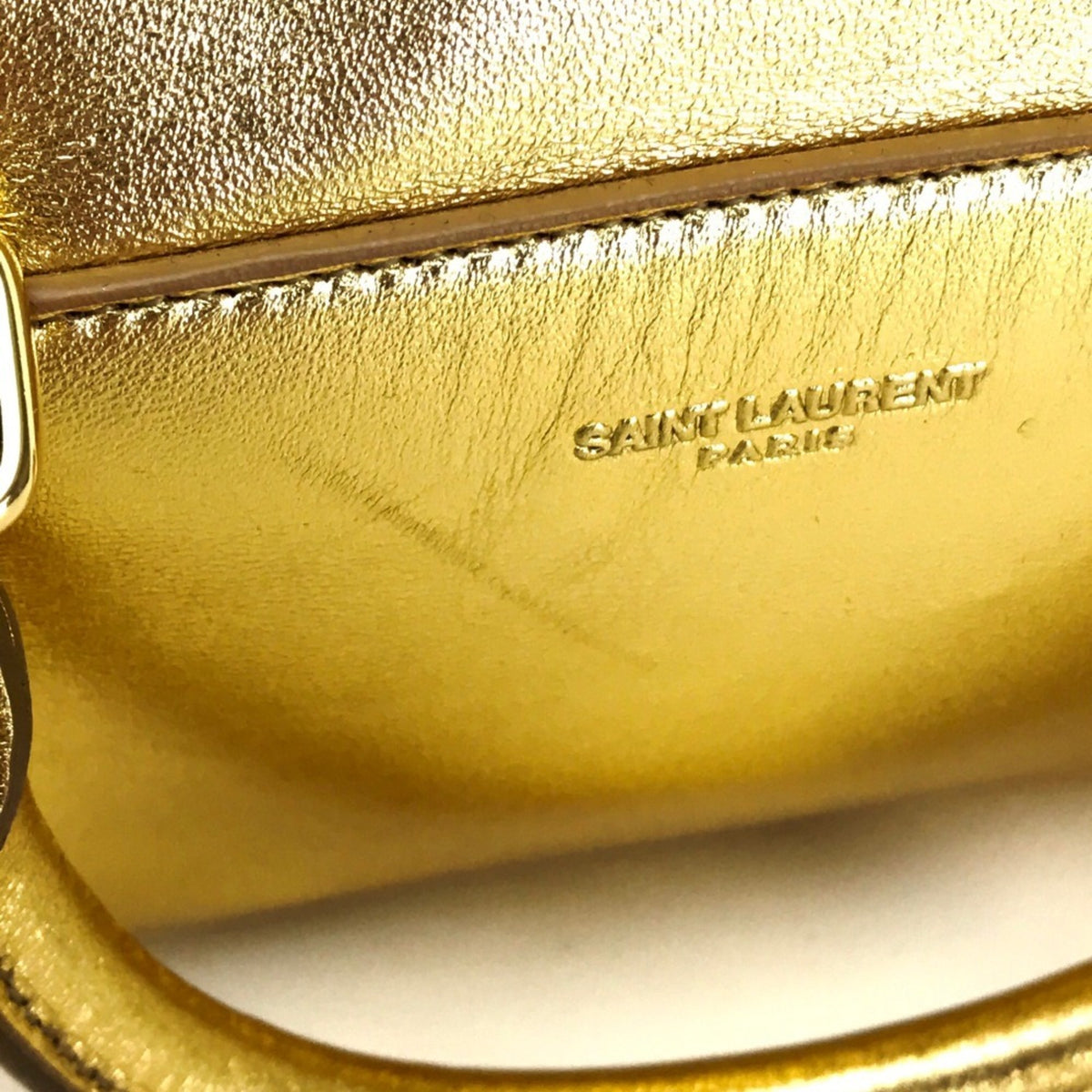 Saint Laurent Gold Leather Handbag Shoulder Bag (Pre-Owned)