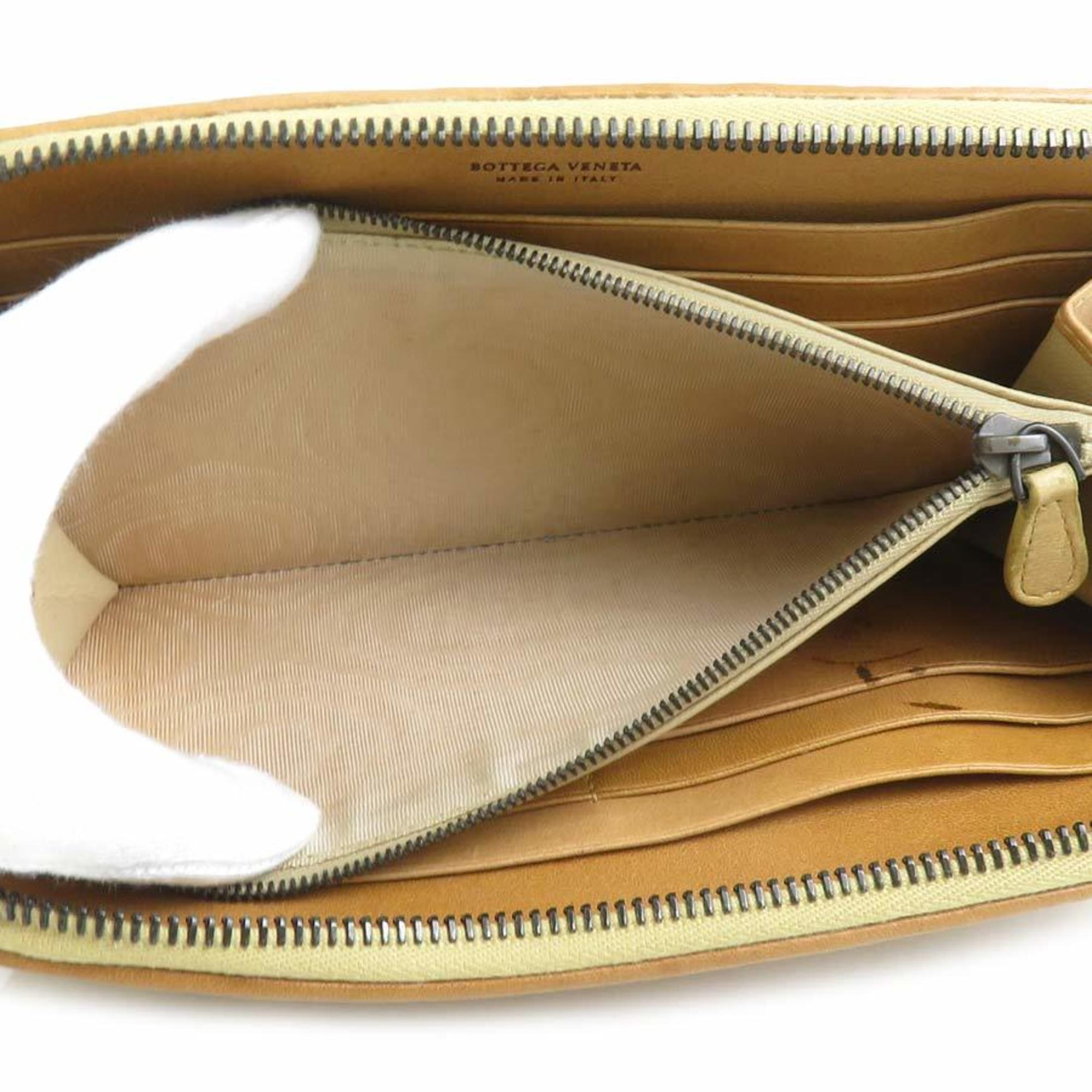 Bottega Veneta Light Brown Intrecciato Long Wallet (Bi-Fold) (Pre-Owned)