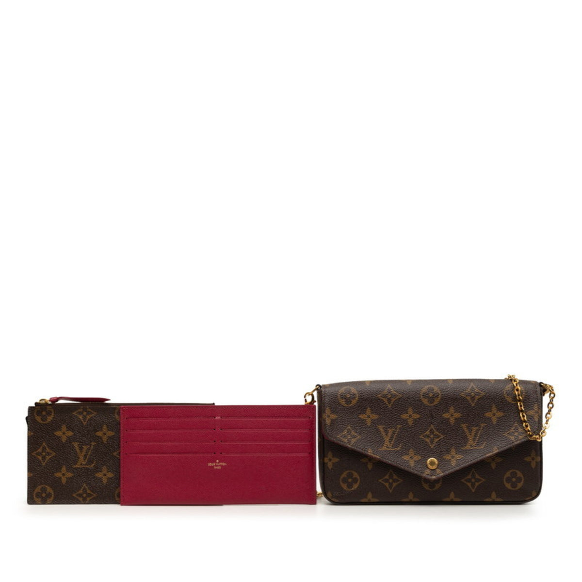 Louis Vuitton Monogram Brown Fuchsia Pvc Leather Pochette Pouch Shoulder Bag (Pre-Owned)
