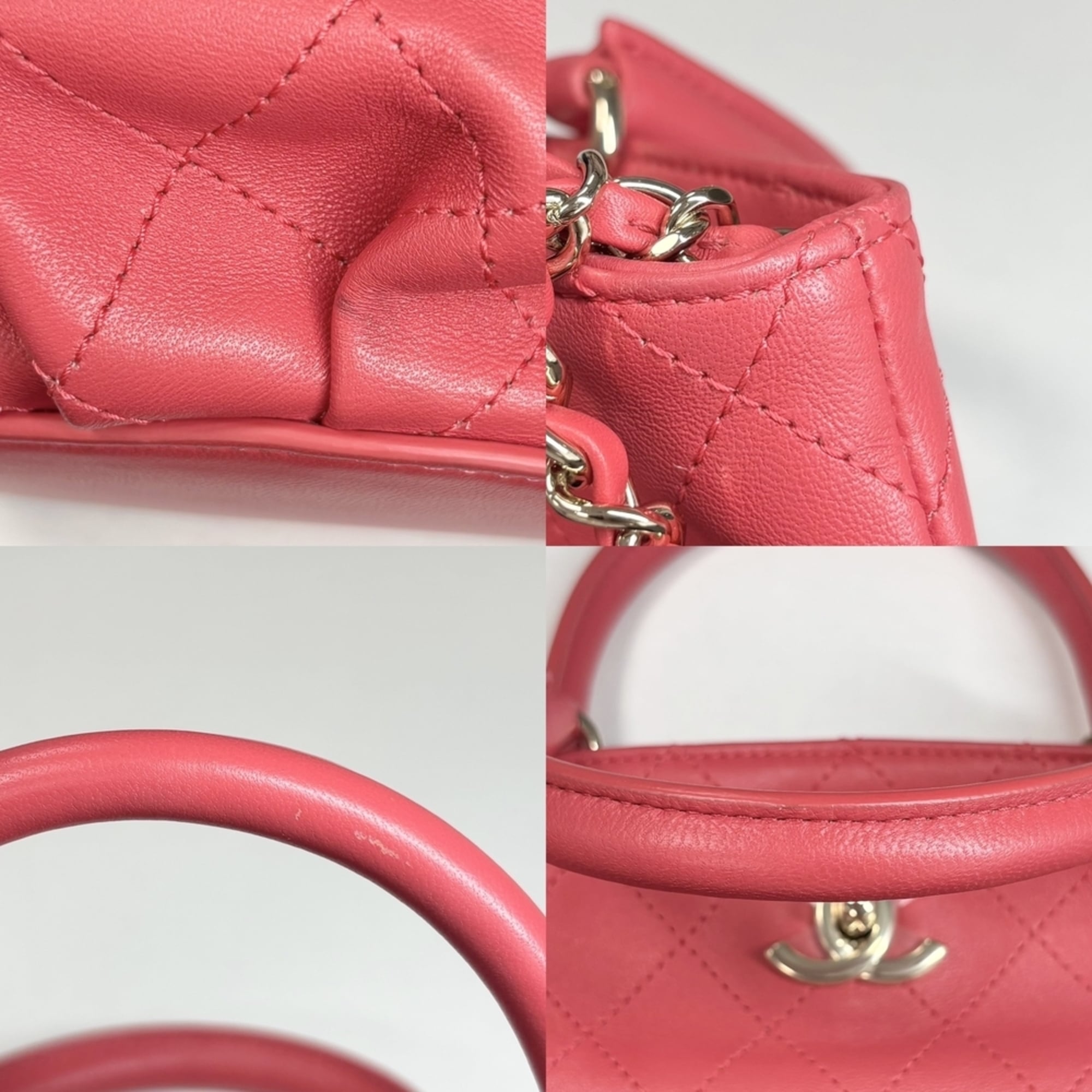 Chanel Matelasse Red Color Leather Handbag Shoulder Bag (Pre-Owned)