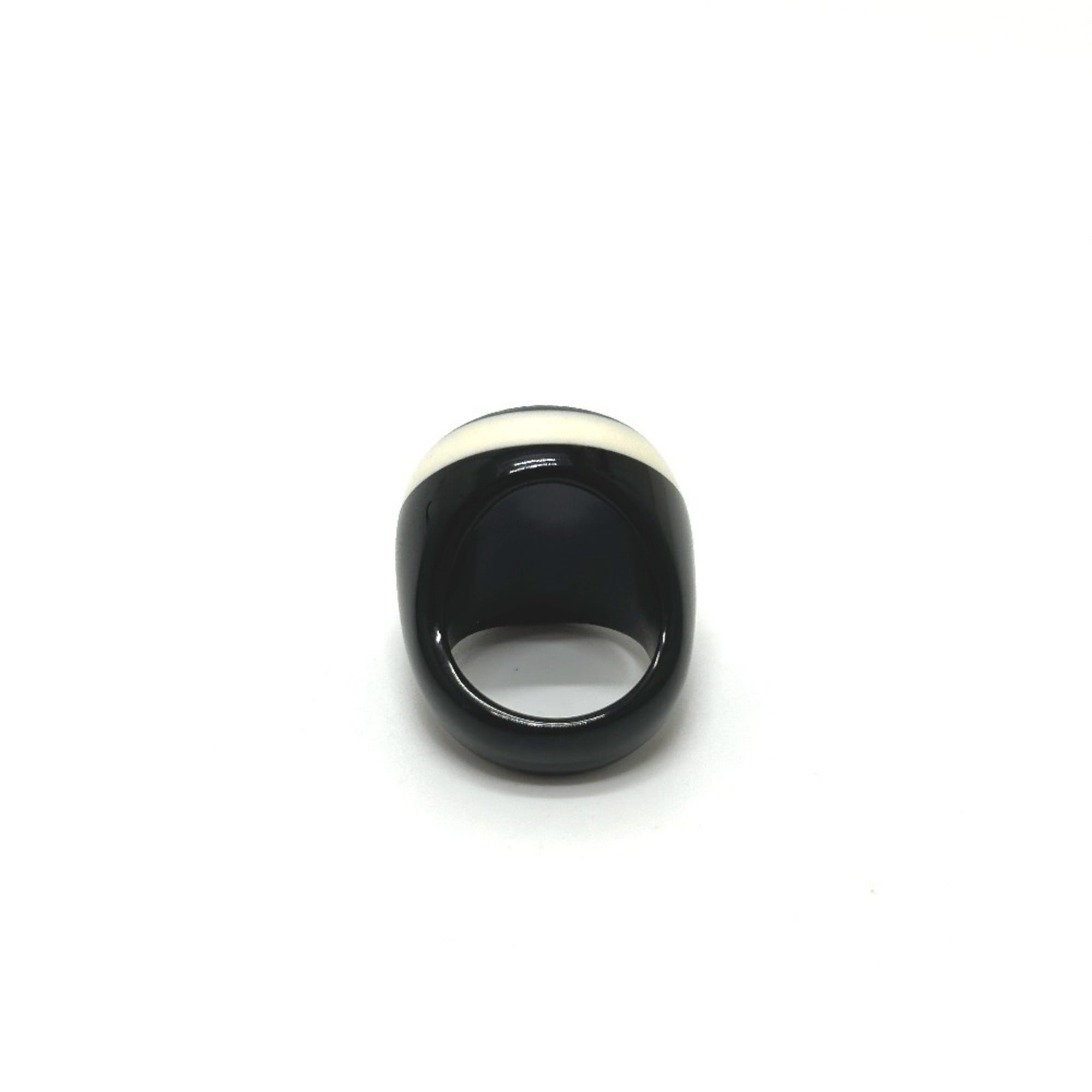 Chanel Black White Plastic Band Ring (Pre-Owned)