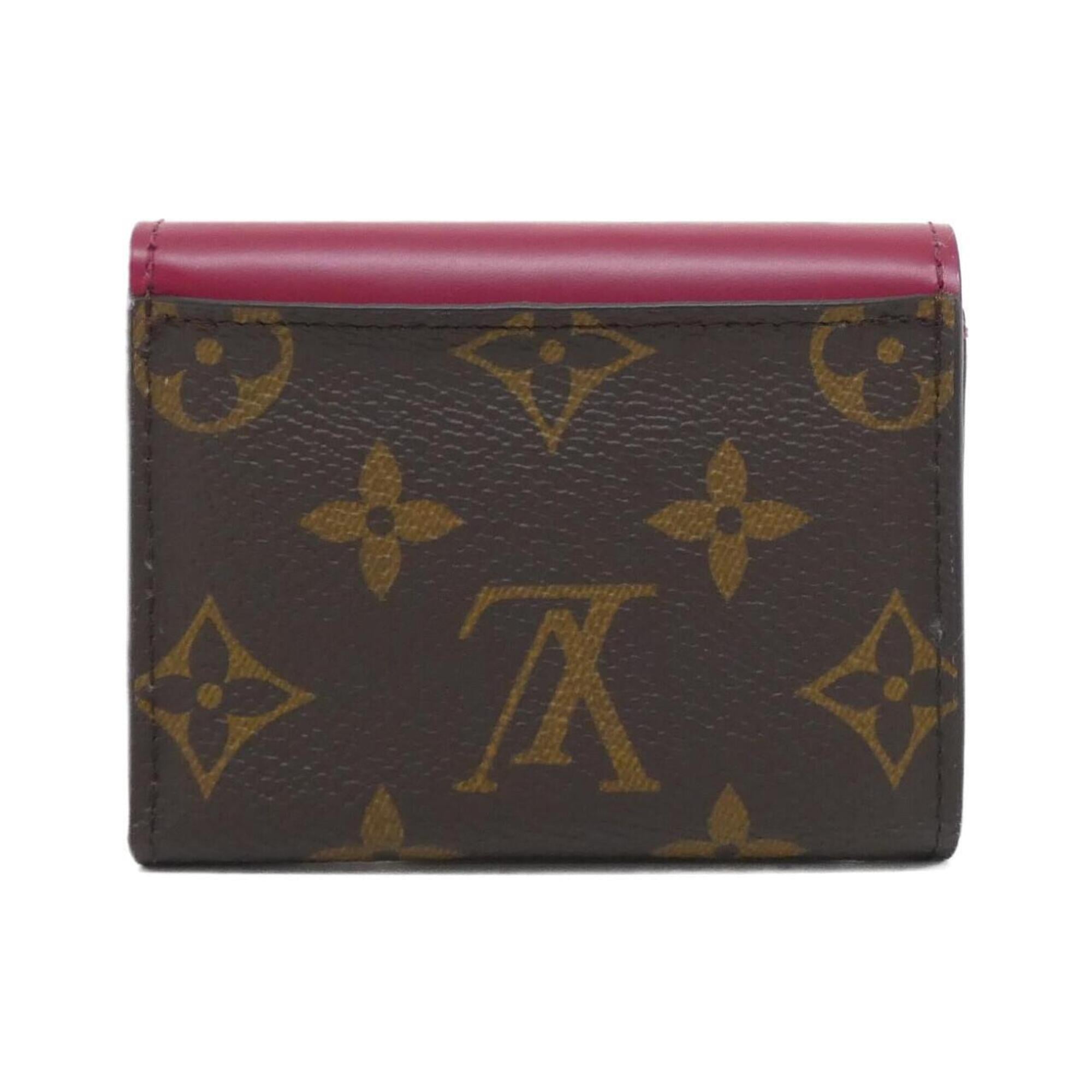 Louis Vuitton Fuchsia Marron Coated Canvas Leather Wallet (Tri-Fold) (Pre-Owned)