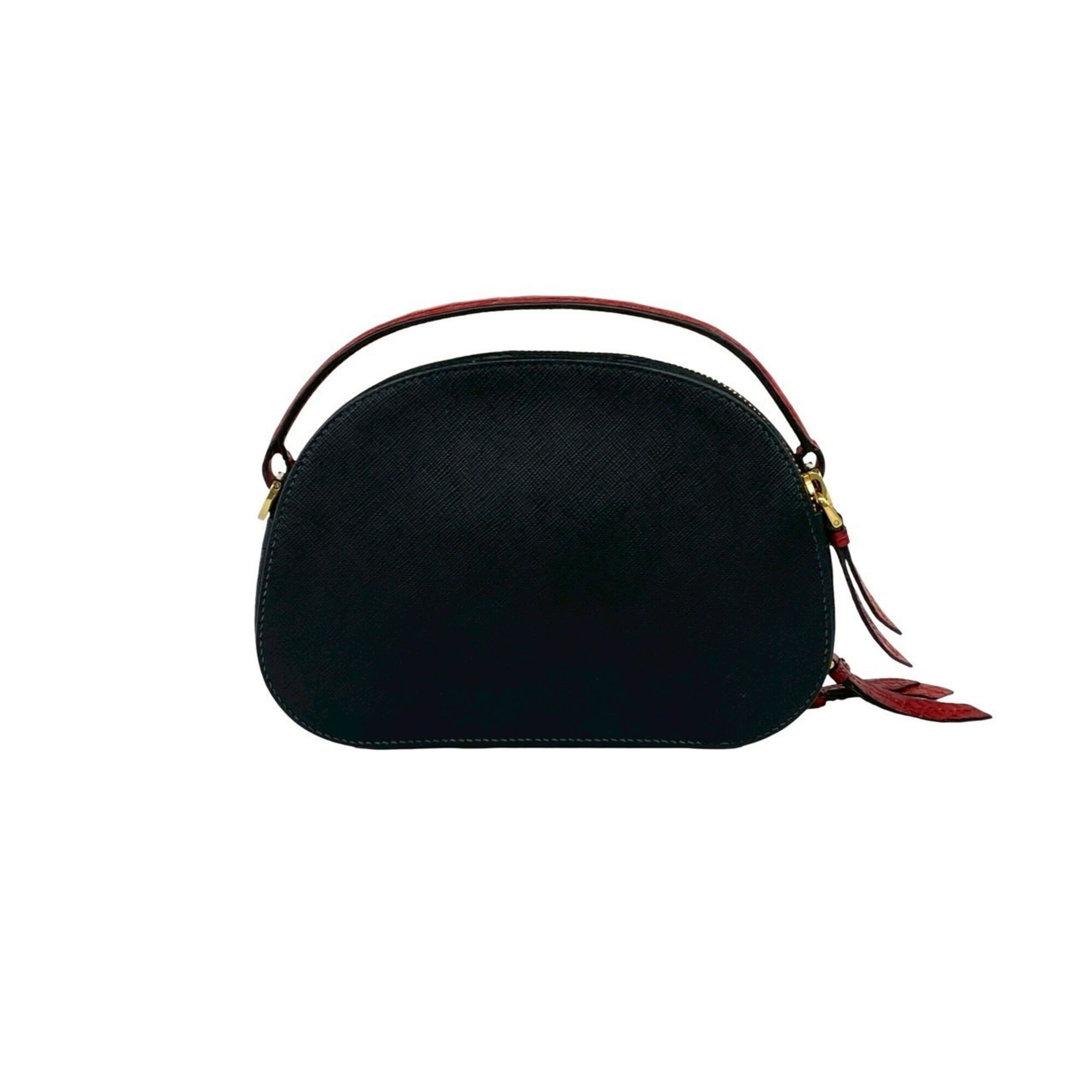Prada Black Red Color Leather Shoulder Bag (Pre-Owned)