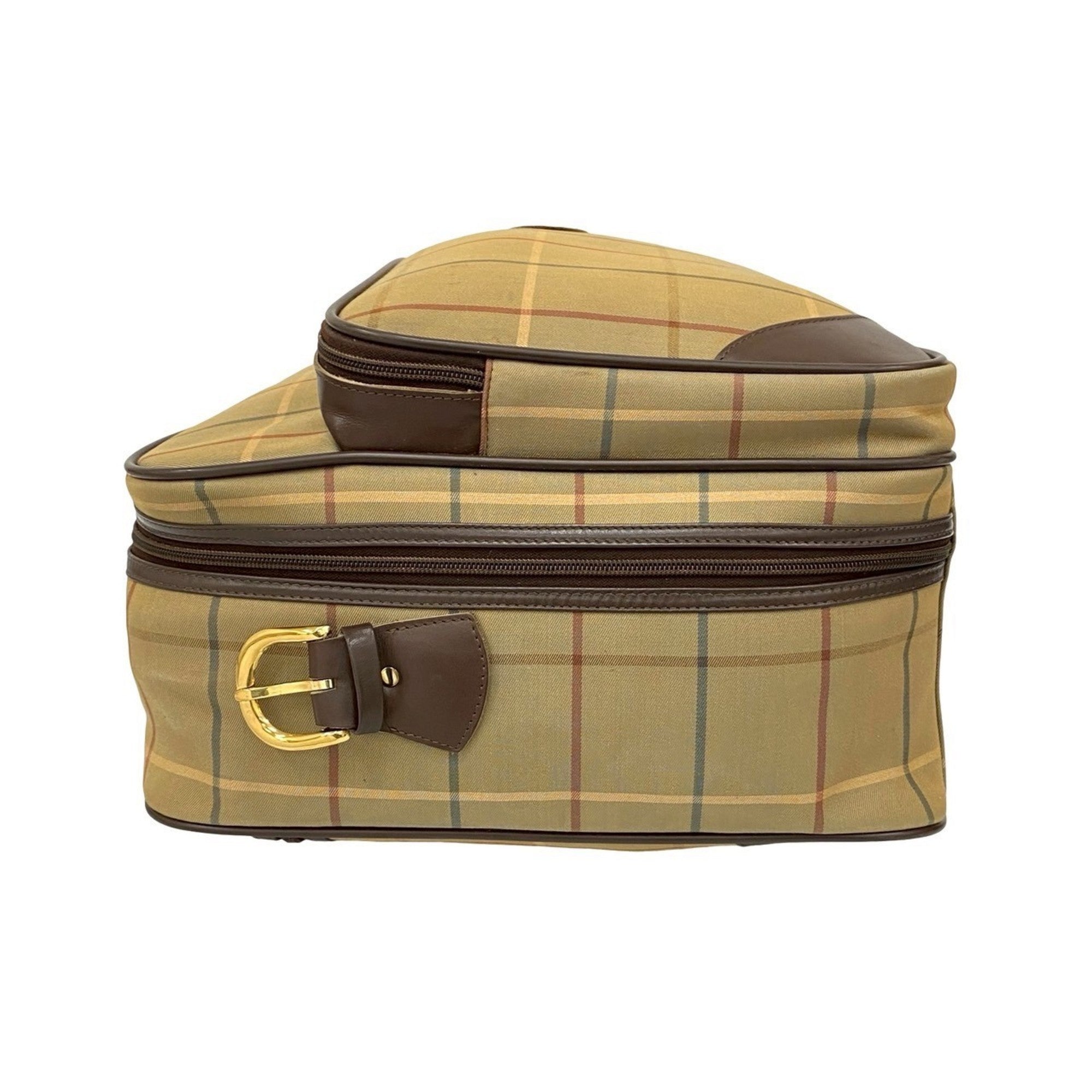 Burberry Brown Khaki Canvas Leather Boston Bag Handbag Shoulder Bag (Pre-Owned)