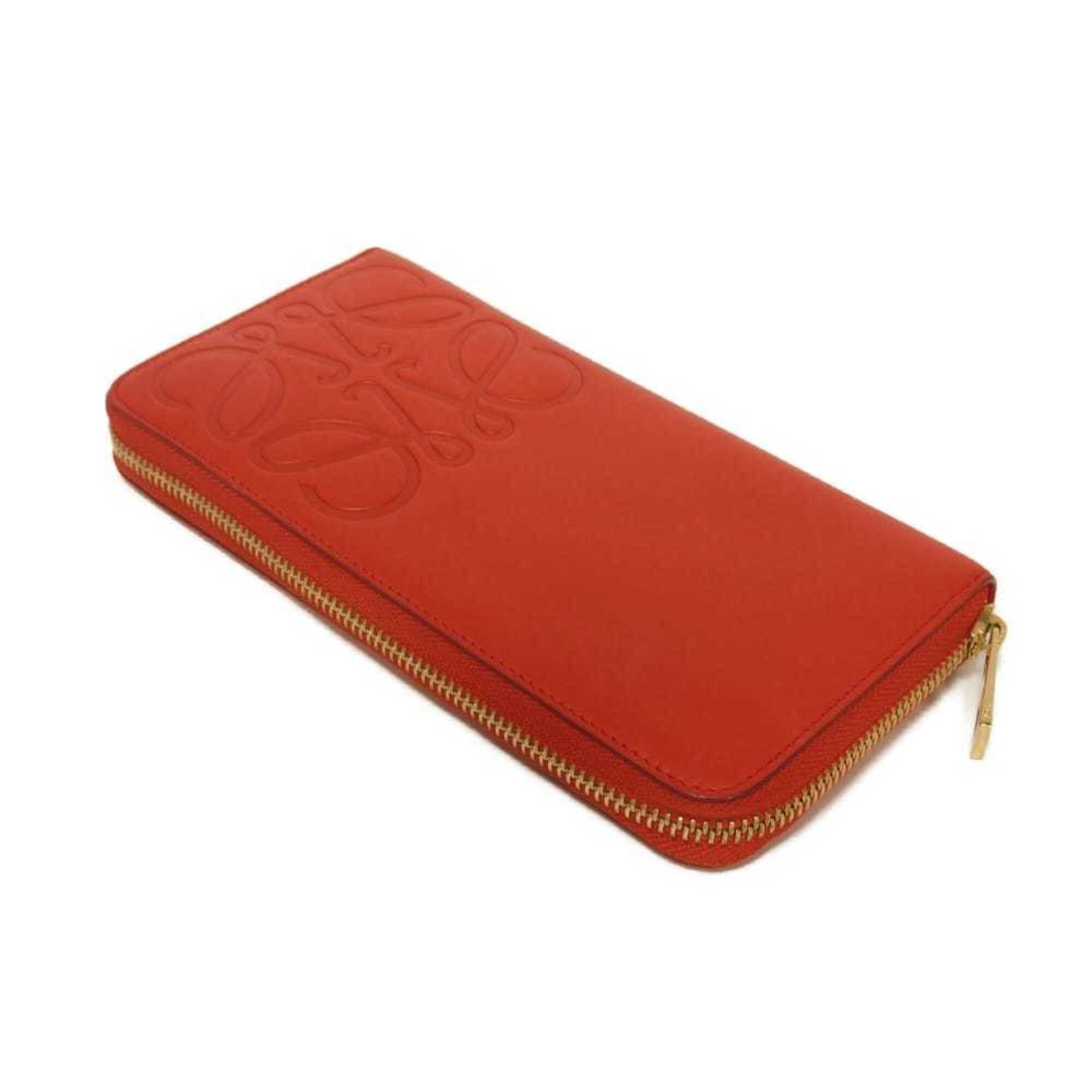 Loewe Red Color Leather Long Wallet (Bi-Fold) (Pre-Owned)