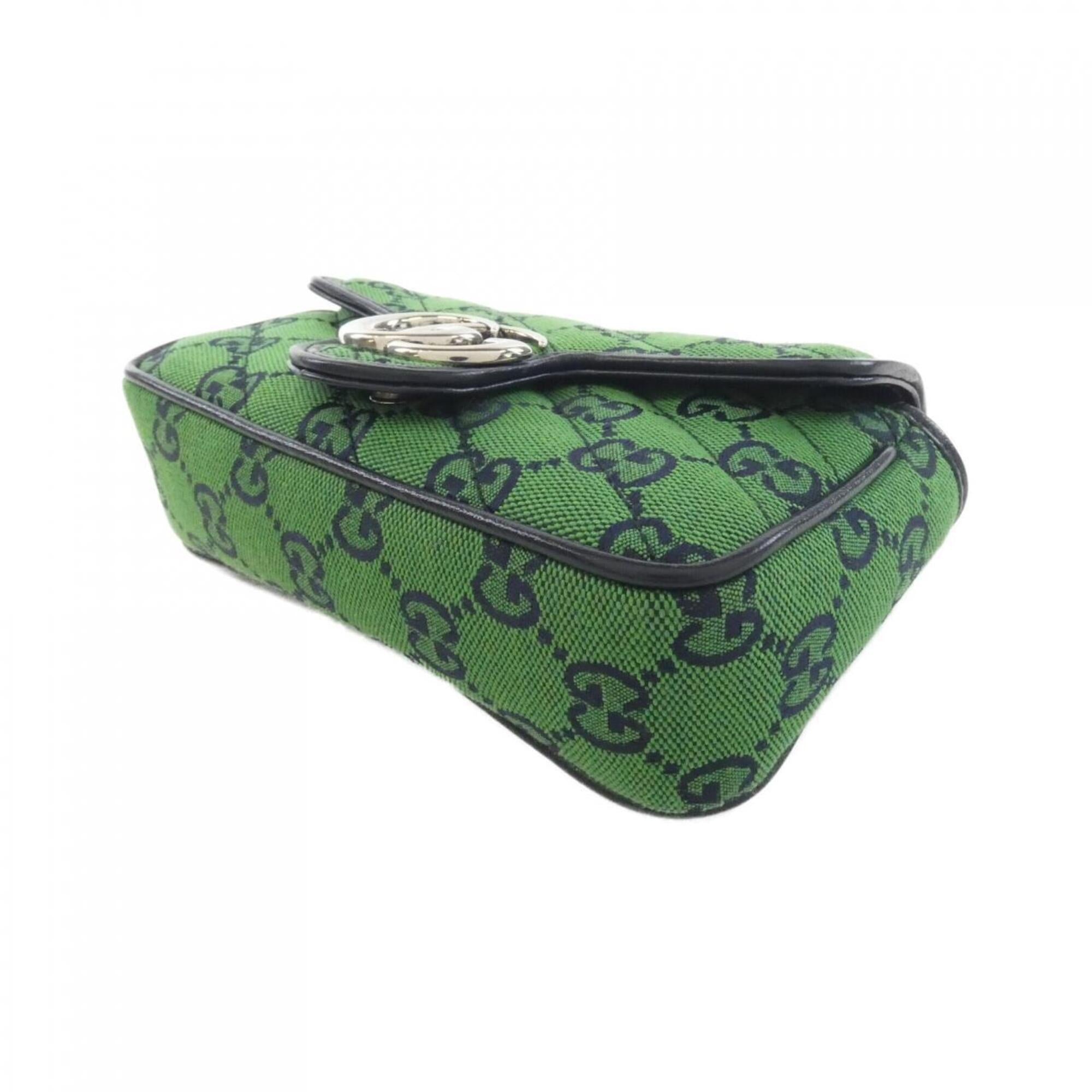 Gucci Green Gg Canvas Shoulder Bag (Pre-Owned)