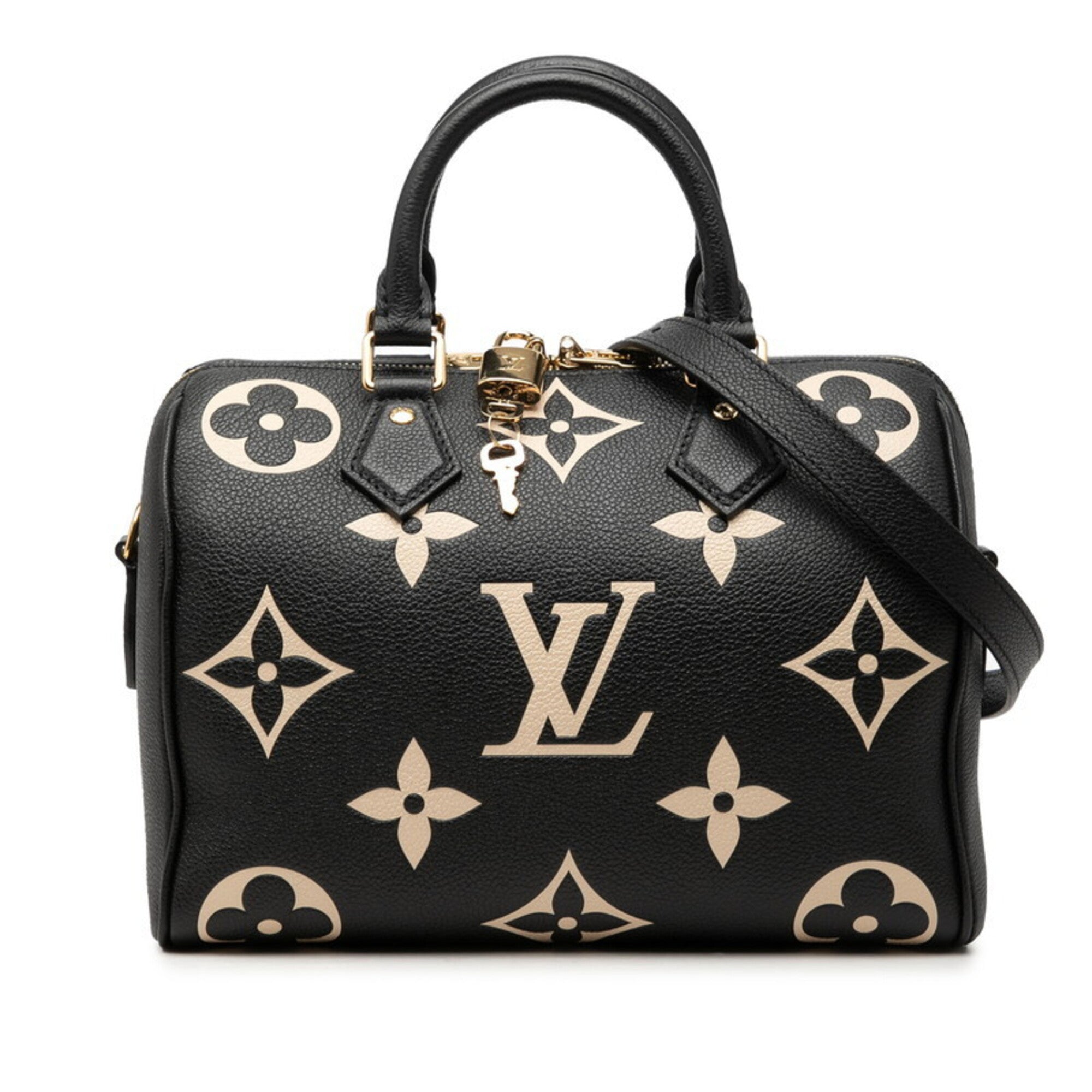 Louis Vuitton Beige Black Leather Handbag Shoulder Bag (Pre-Owned)