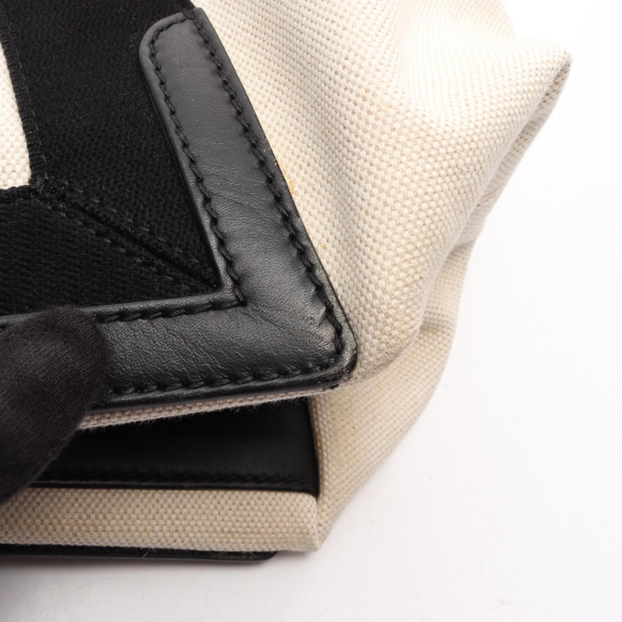 Balenciaga Black White Canvas Leather Handbag Tote Bag (Pre-Owned)