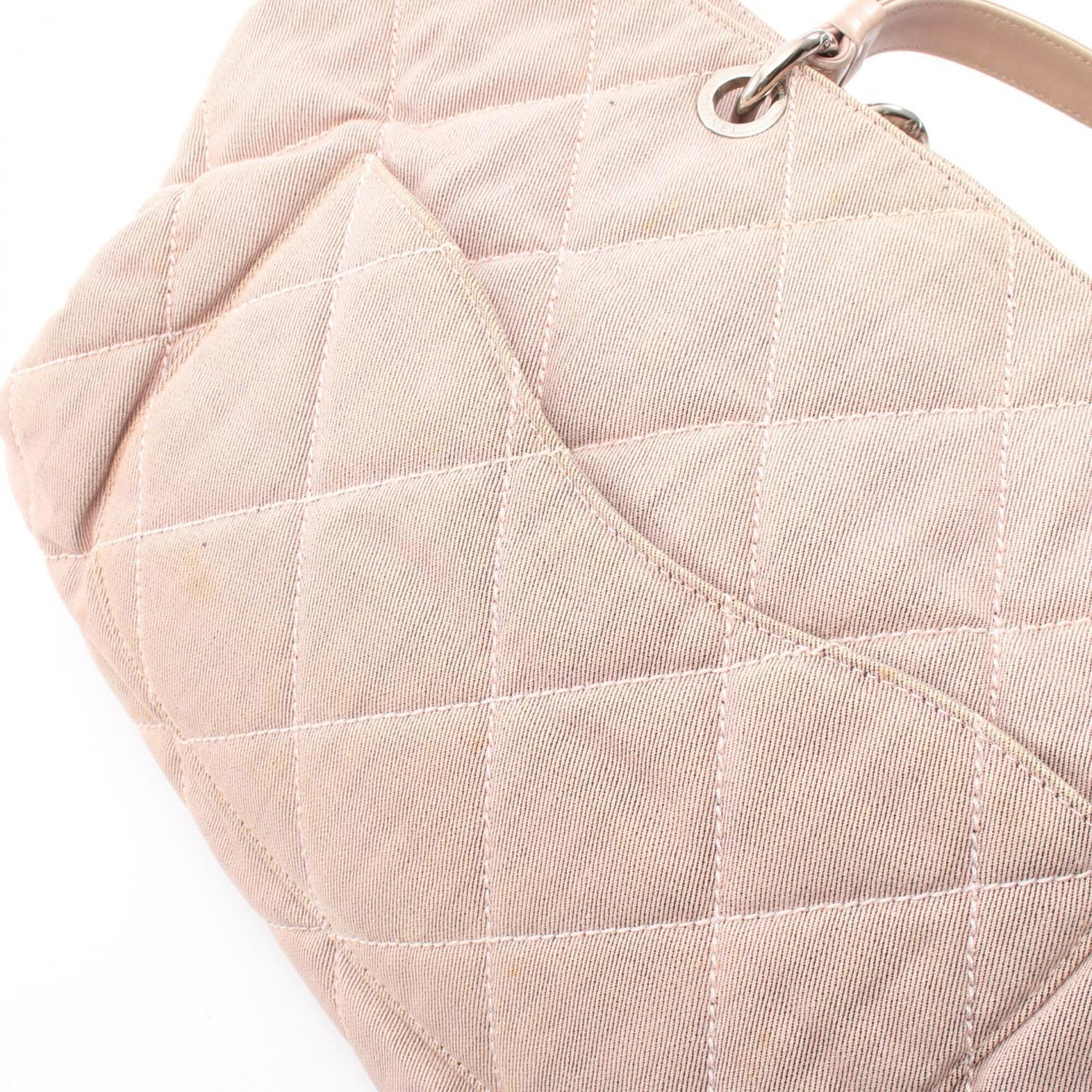 Chanel Pink Canvas Leather Handbag Tote Bag (Pre-Owned)