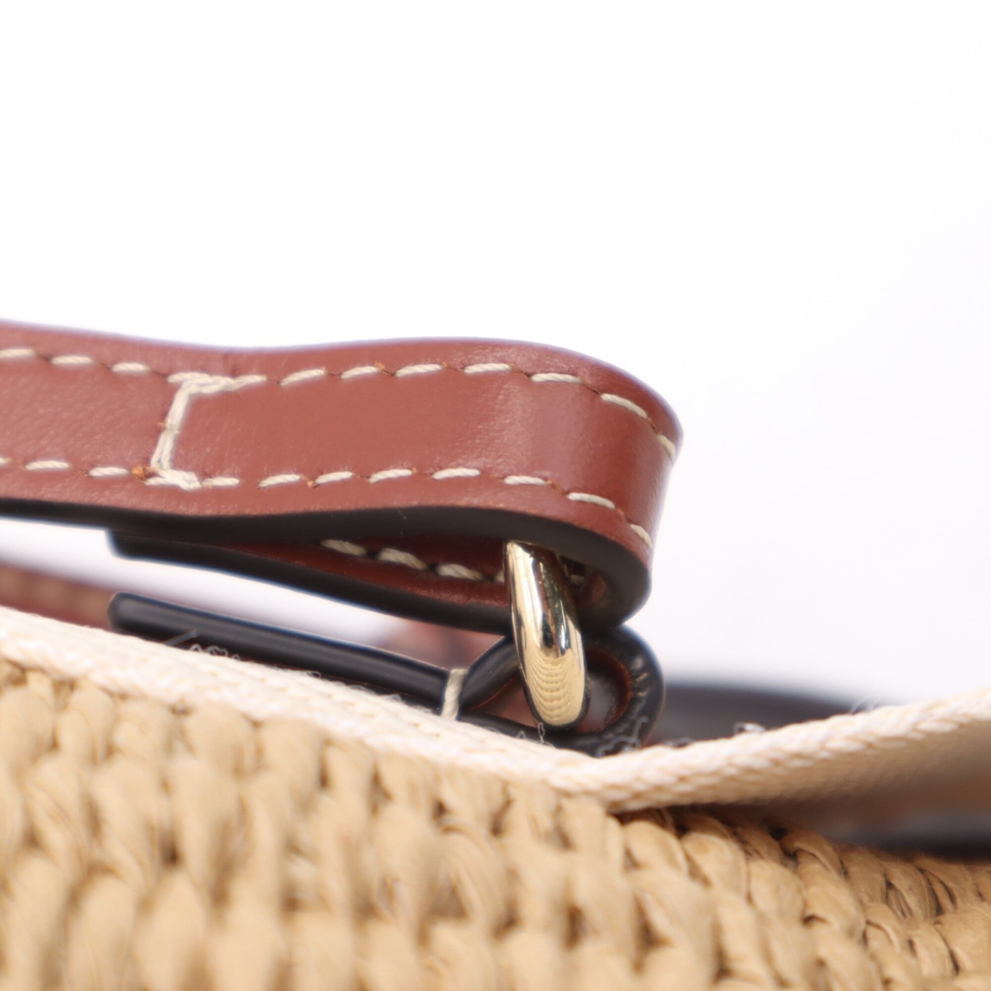 Chloé Beige Brown Raffia Linen Basket Shoulder Bag (Pre-Owned)
