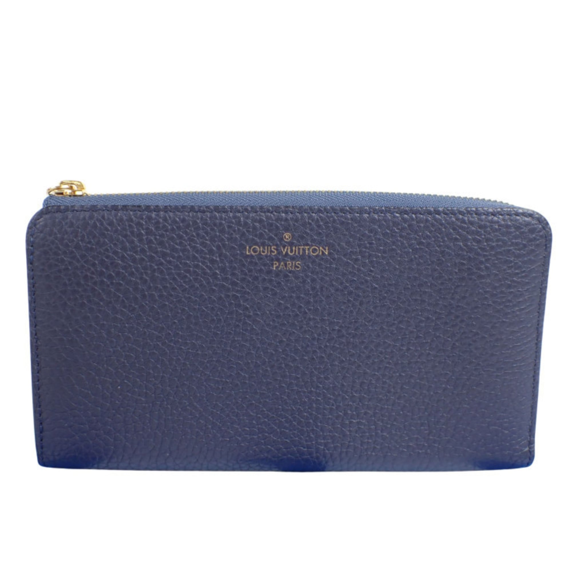 Louis Vuitton Navy Blue Leather Long Wallet (Bi-Fold) (Pre-Owned)