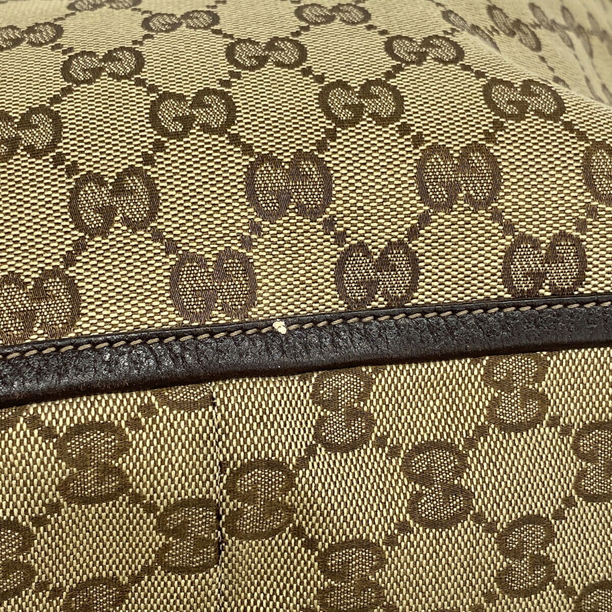 Gucci Beige Brown Canvas Tote Bag (Pre-Owned)