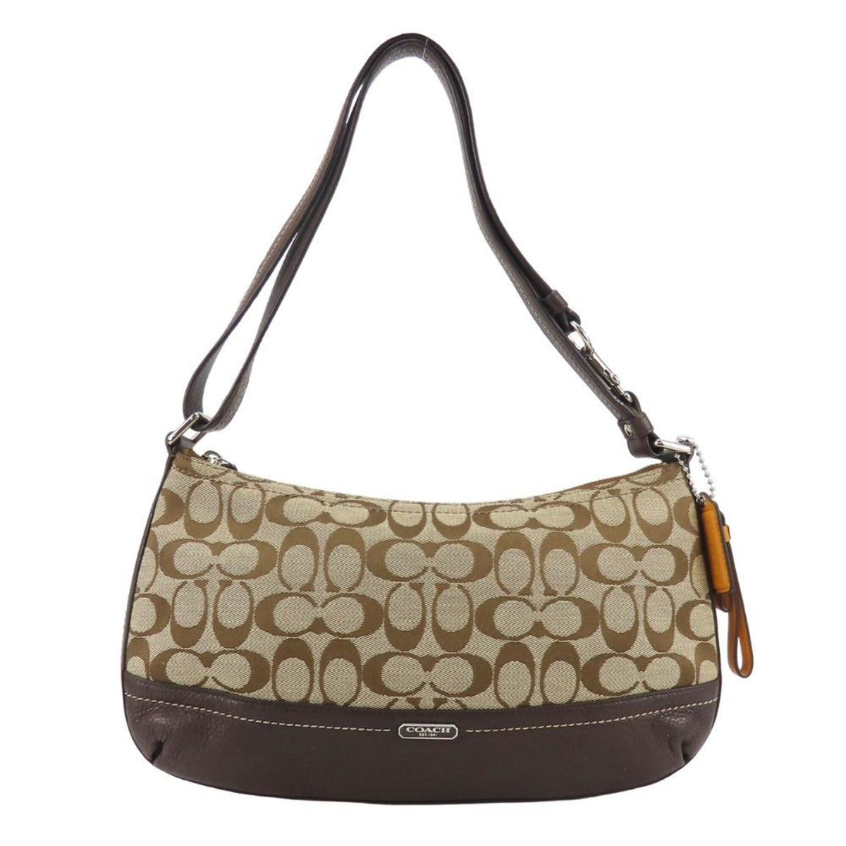 Coach Beige Brown Canvas Leather Shoulder Bag (Pre-Owned)