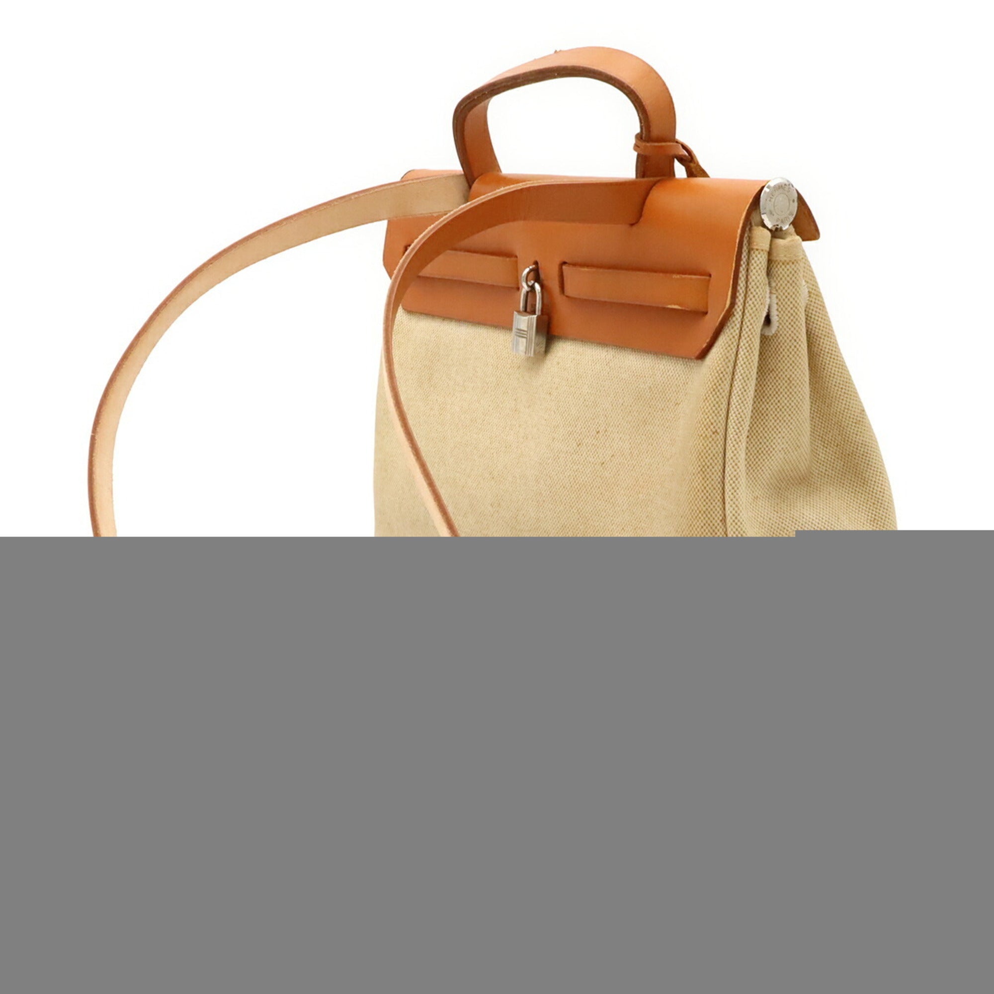 Hermes Black Natural Toile Officier Handbag Shoulder Bag (Pre-Owned)