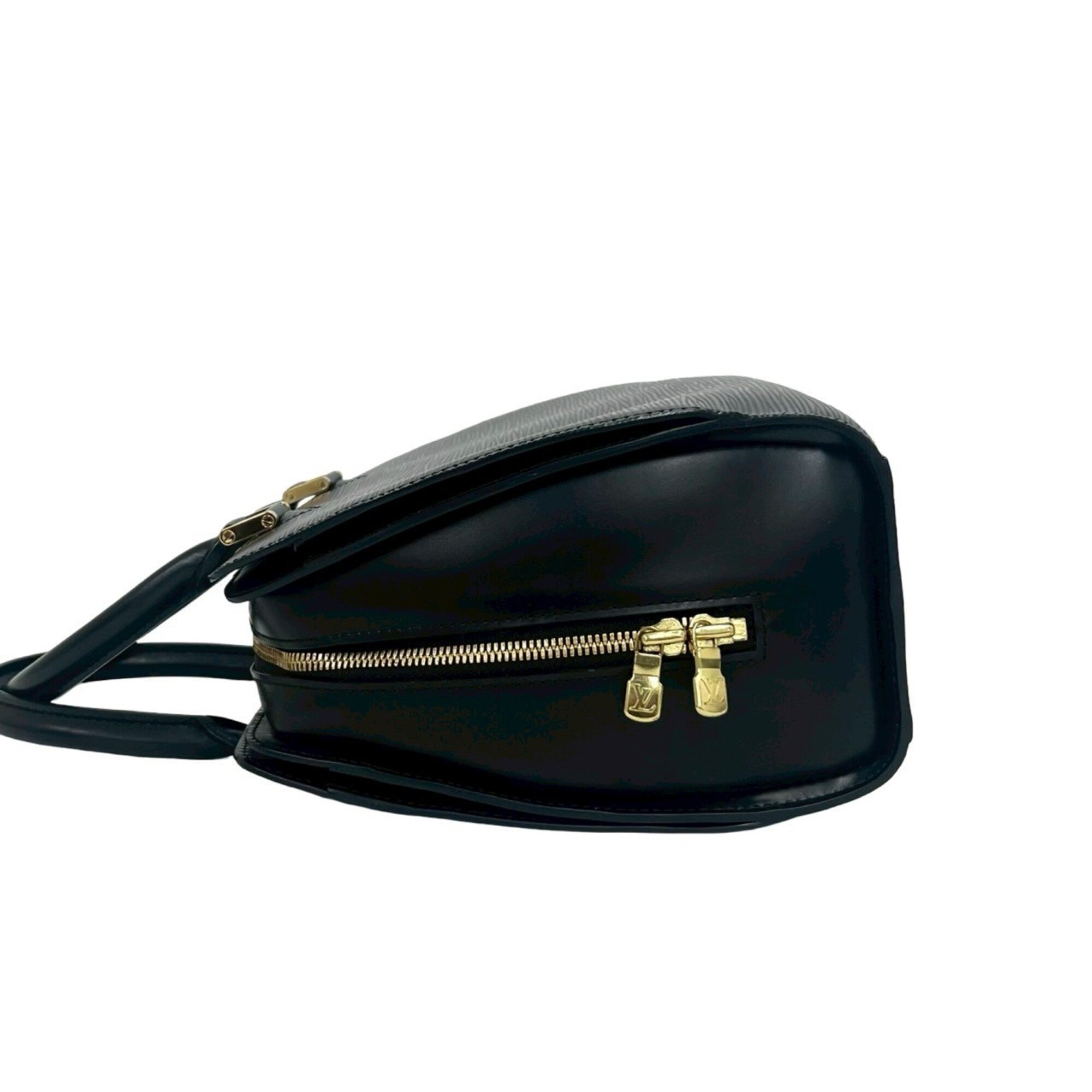 Louis Vuitton Black Leather Boston Bag Handbag (Pre-Owned)